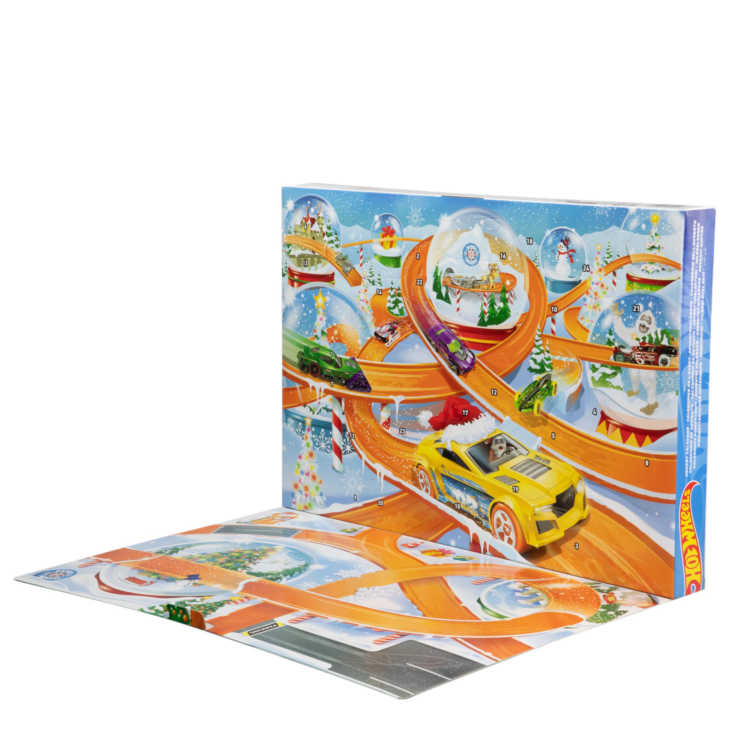 Produktbild Hot Wheels Adventskalender 2024, 8 Hot Wheels Spielzeugautos und 16 Zubehörteile (24 Komponenten insgesamt) 5 von 6