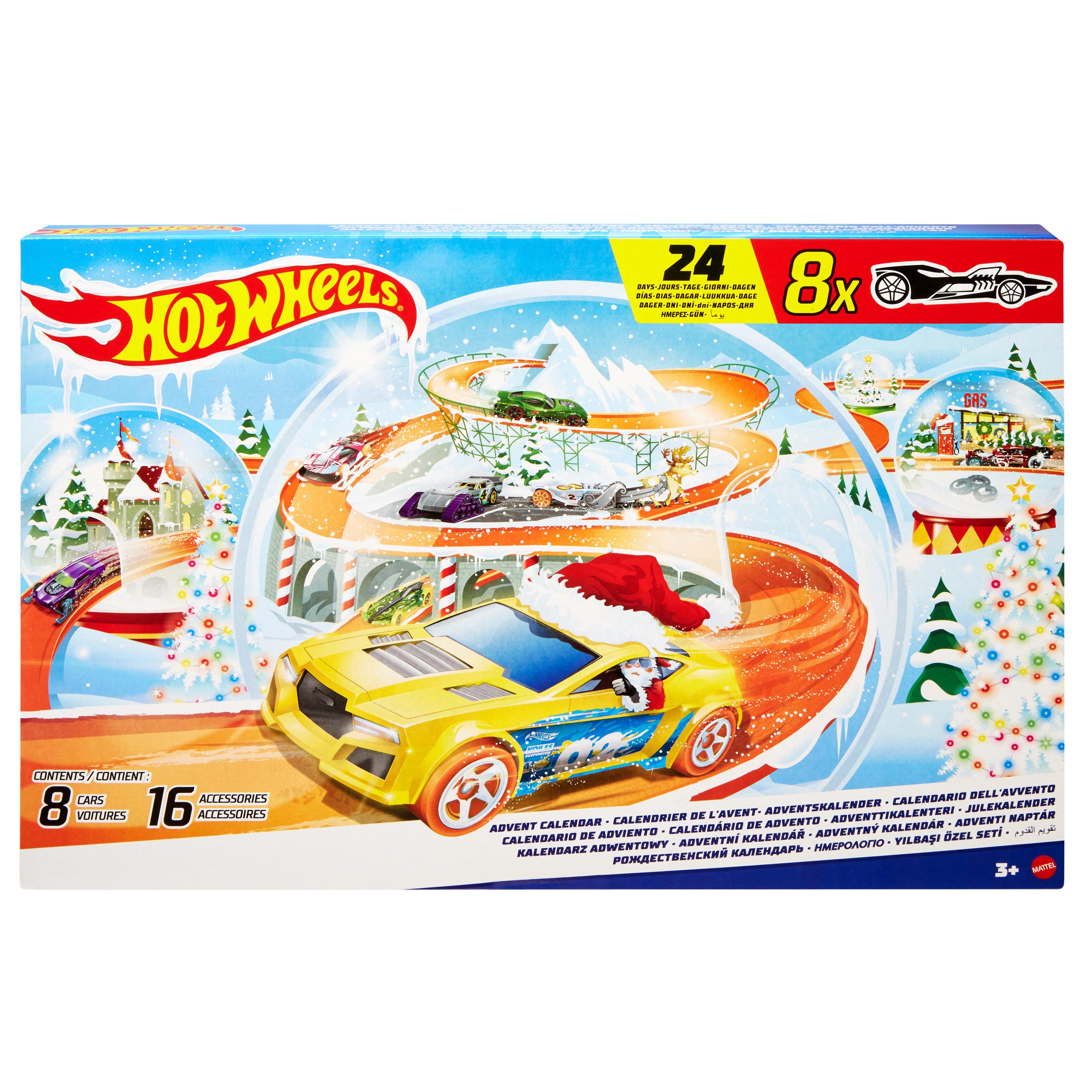 Produktbild Hot Wheels Adventskalender 2024, 8 Hot Wheels Spielzeugautos und 16 Zubehörteile (24 Komponenten insgesamt) 6 von 6