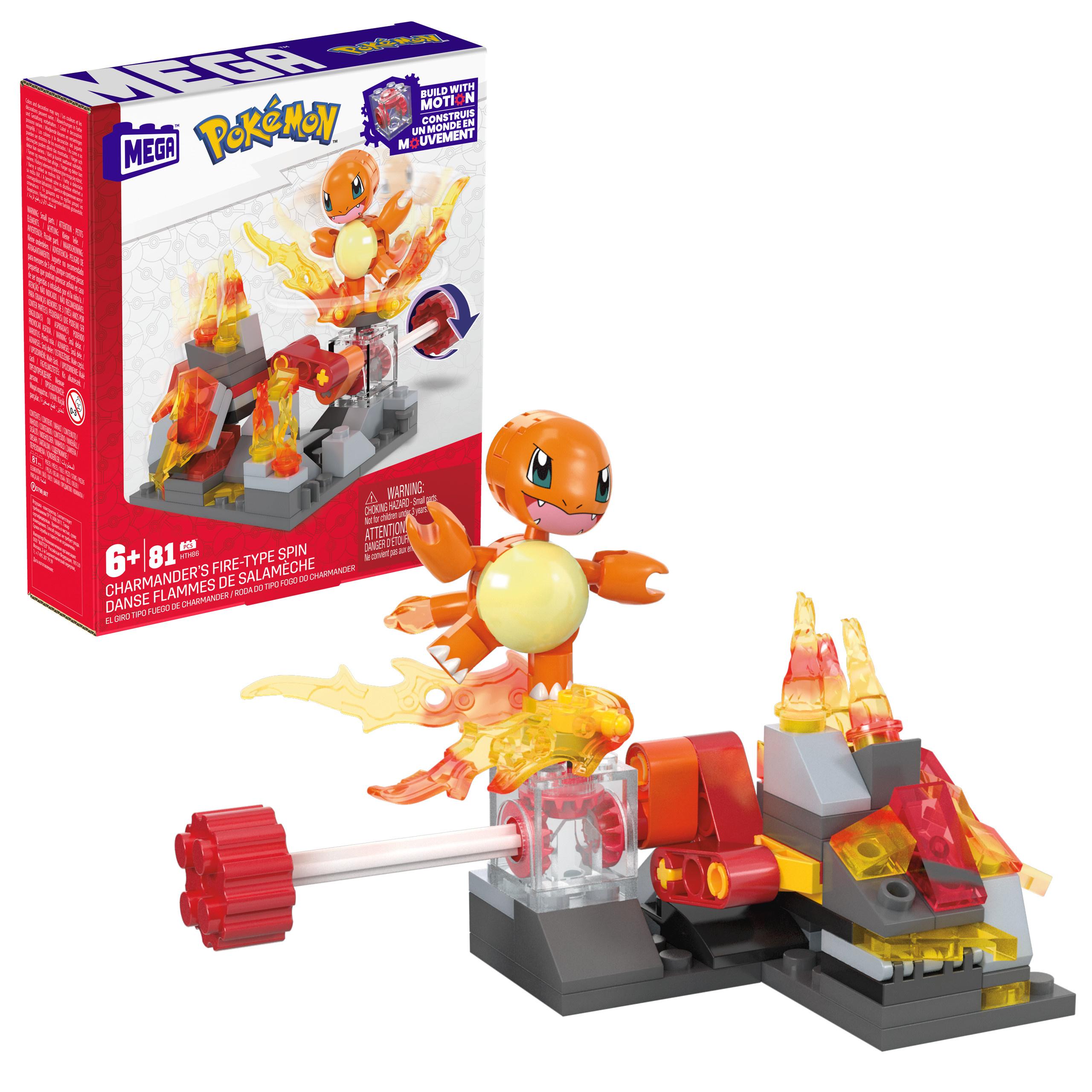 MEGA Pokémon Glumandas feurige Drehung Bauspielzeug-Set mit Figur (81 Teile) für Kinder