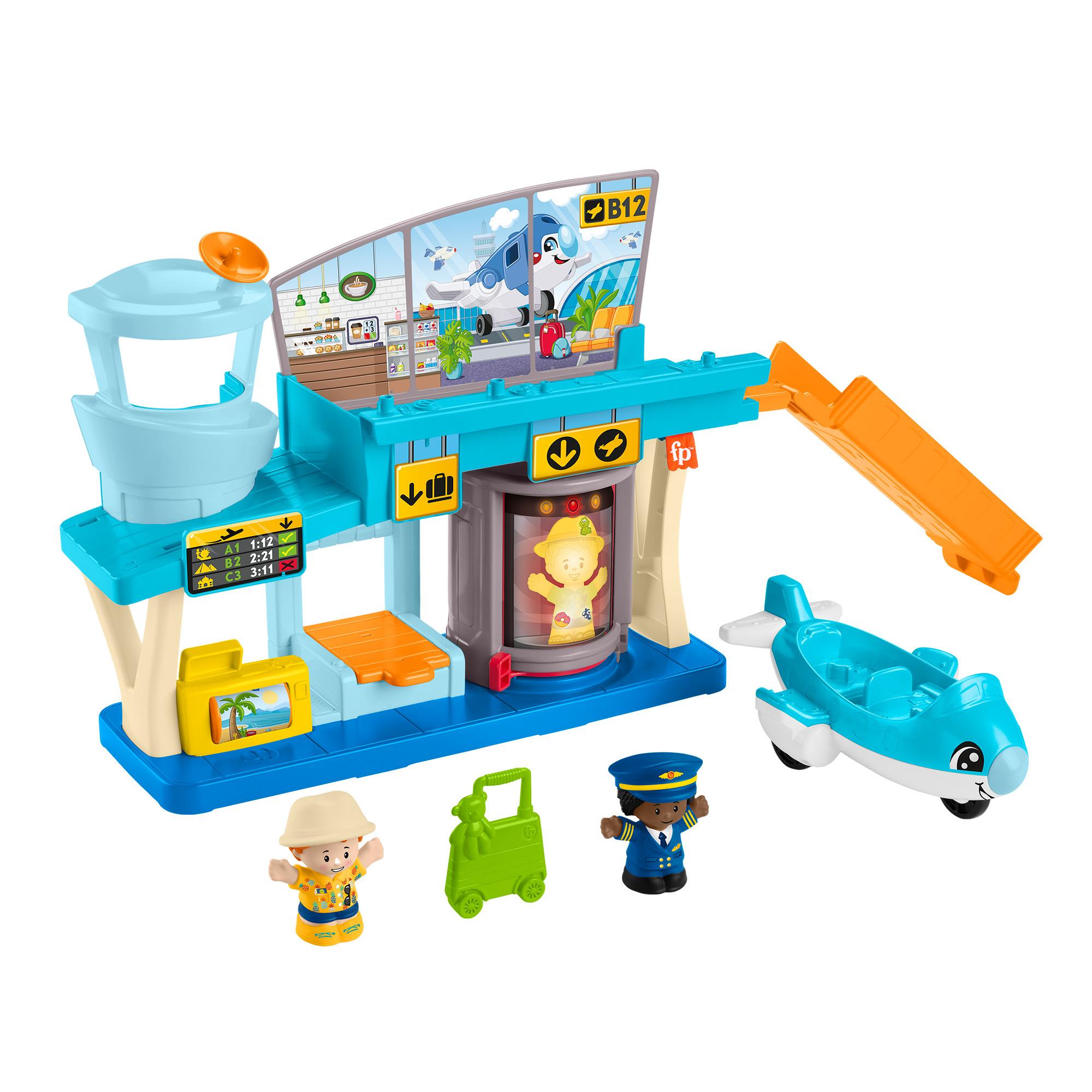 Fisher-Price Little People Spielset Alltagsabenteuer auf dem Flughafen, Flugzeug und 3 Spielteile