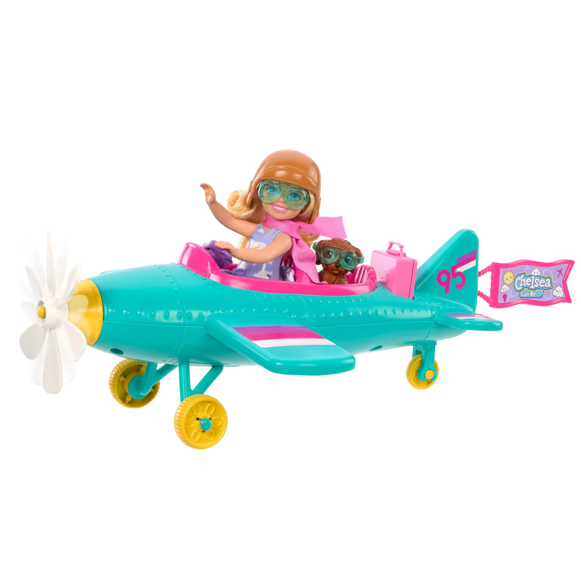 Produktbild Barbie Chelsea-Spielset aus Puppe und Flugzeug, Zweisitzerflugzeug mit Drehpropeller und 7 Zubehörteilen 4 von 6