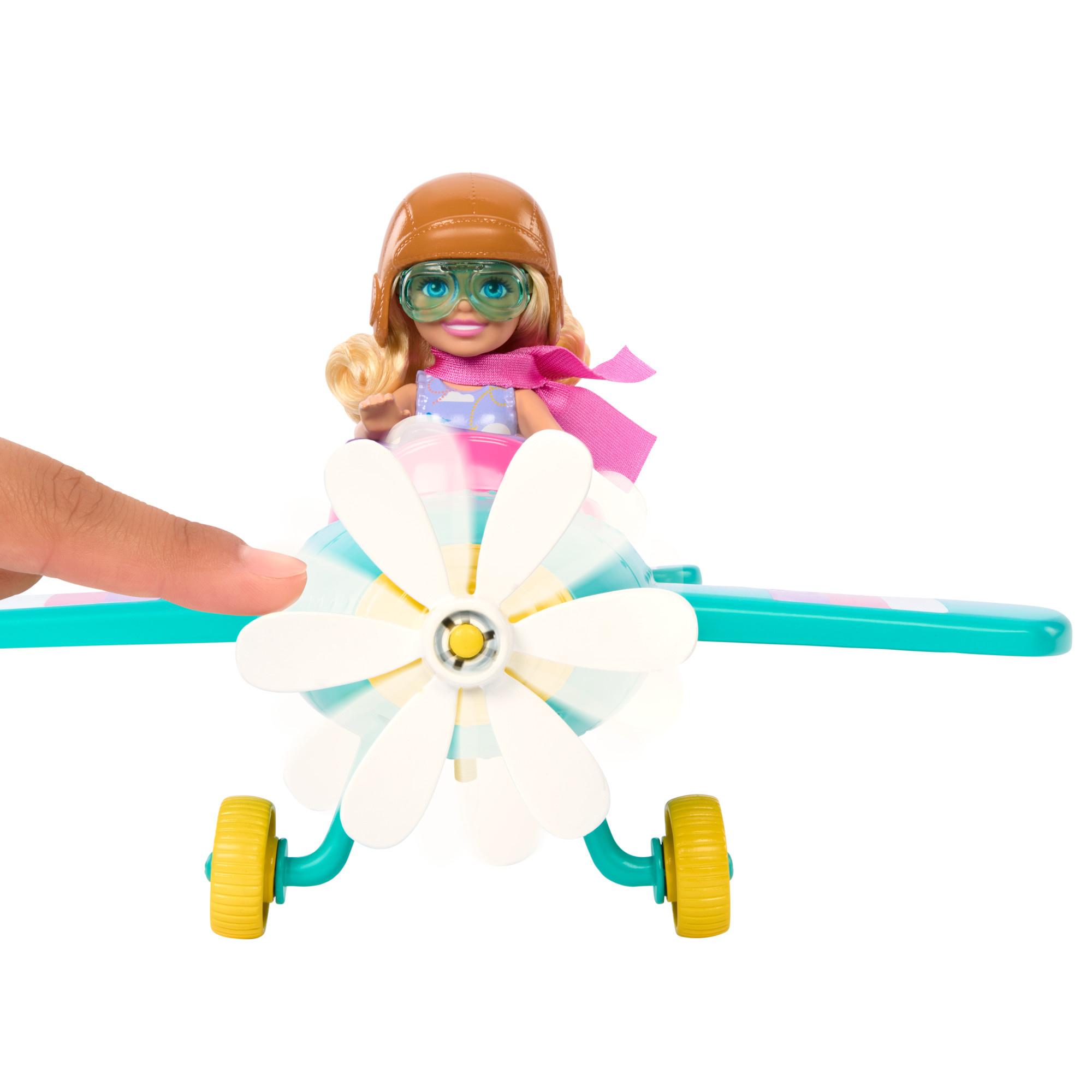 Produktbild Barbie Chelsea-Spielset aus Puppe und Flugzeug, Zweisitzerflugzeug mit Drehpropeller und 7 Zubehörteilen 5 von 6