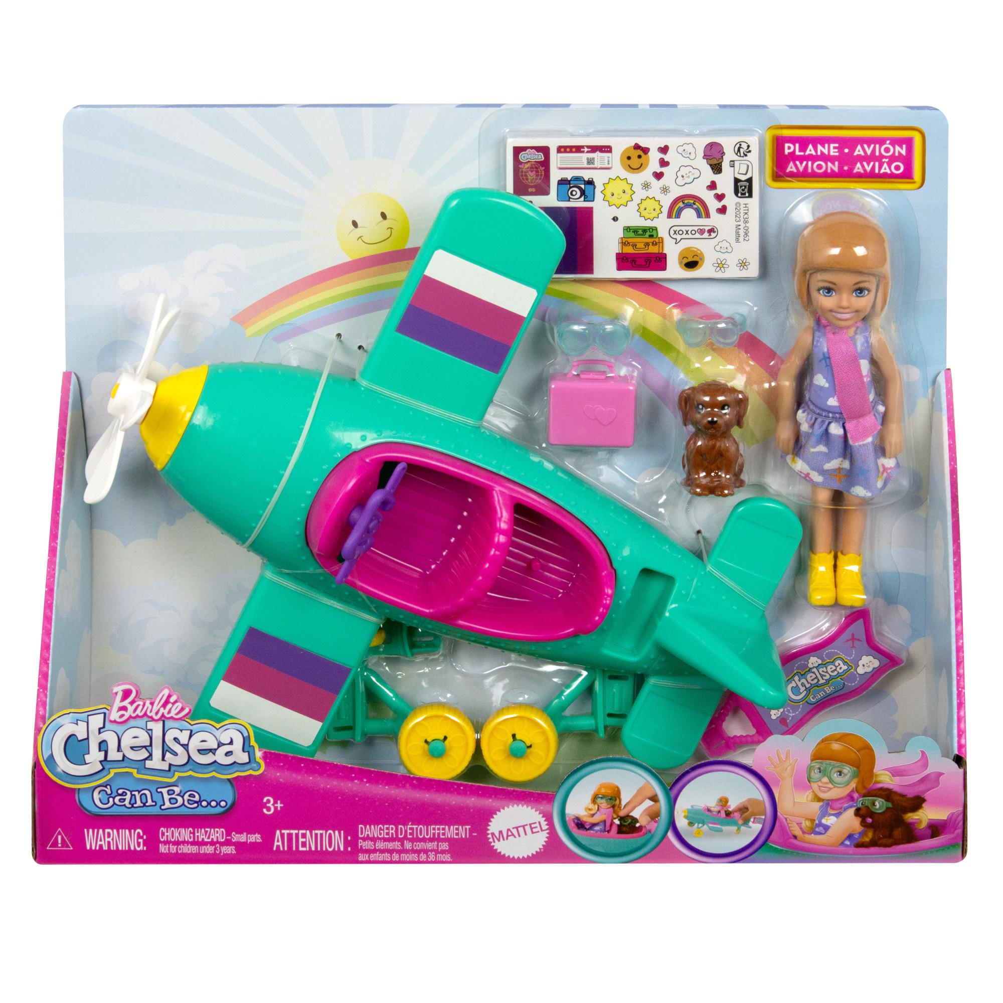 Produktbild Barbie Chelsea-Spielset aus Puppe und Flugzeug, Zweisitzerflugzeug mit Drehpropeller und 7 Zubehörteilen 3 von 6