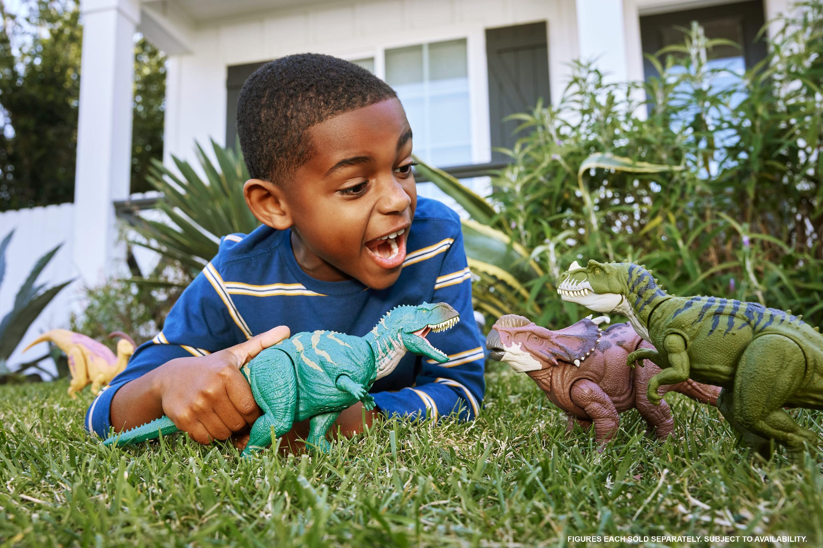 Produktbild Jurassic World Wild Roar Pachyrhinosaurus Dinosaurier Actionfigur-Spielzeug, Kopfstoß-Angriff und Brüllgeräusch 2 von 6