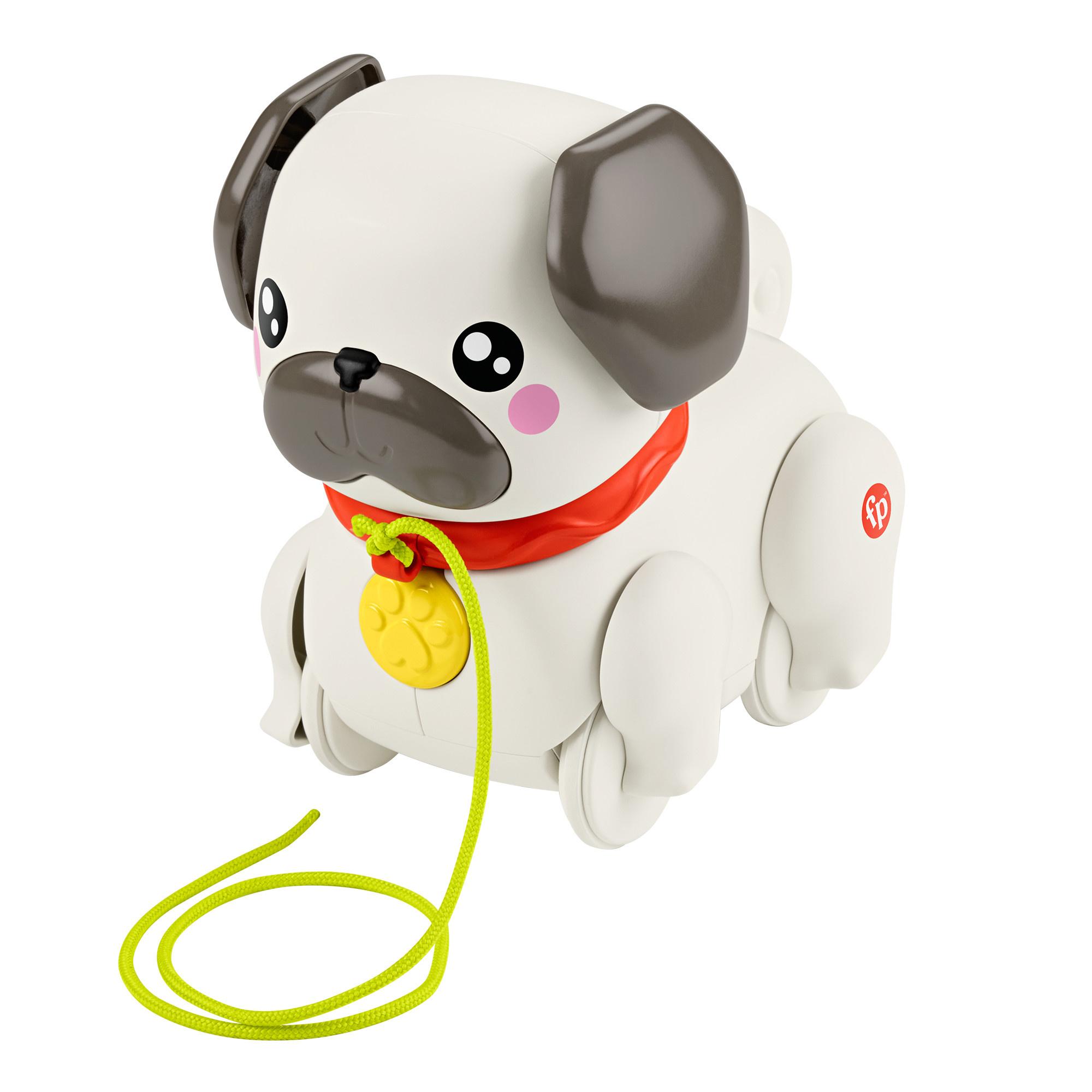 Fisher-Price FP Pets Gassi gehen mit Hündchen Baby und Kleinkind Nachziehspielzeug mit Bewegung und Geräuschen