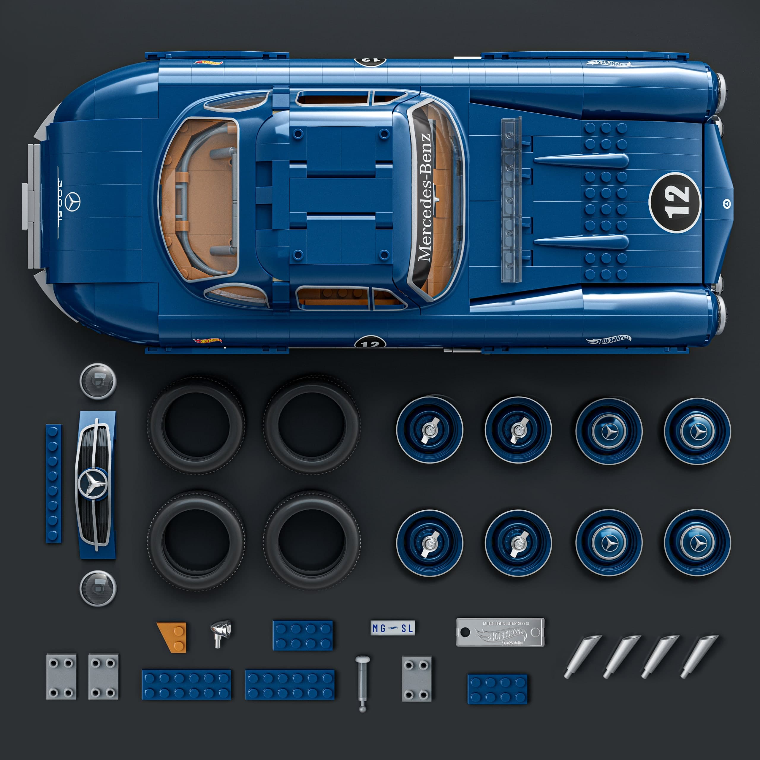 Produktbild Mattel Brick Shop Hot Wheels Mercedes-Benz 300 SL Bauset (1600 Teile), für Sammler 5 von 6