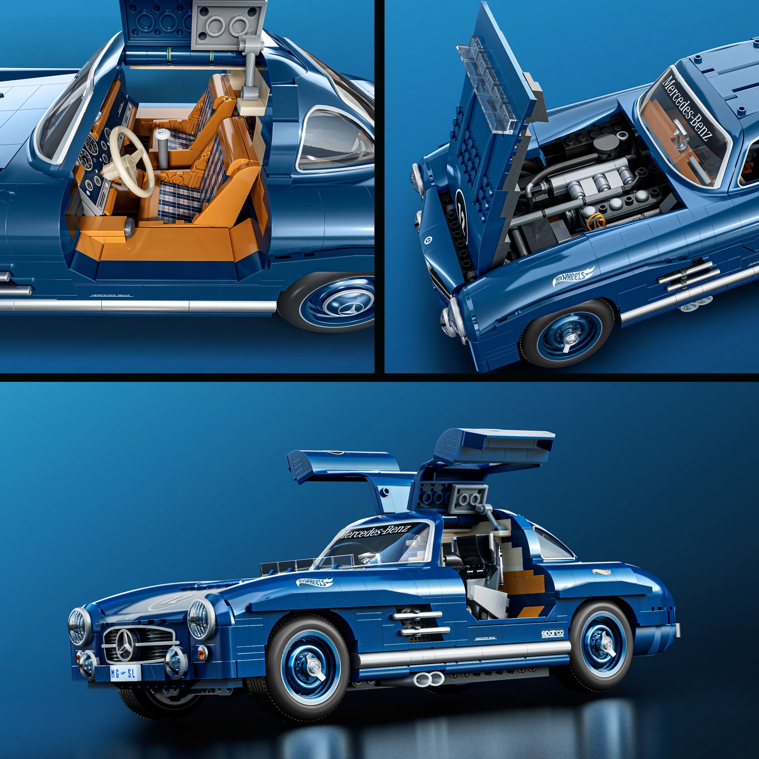 Produktbild Mattel Brick Shop Hot Wheels Mercedes-Benz 300 SL Bauset (1600 Teile), für Sammler 3 von 6
