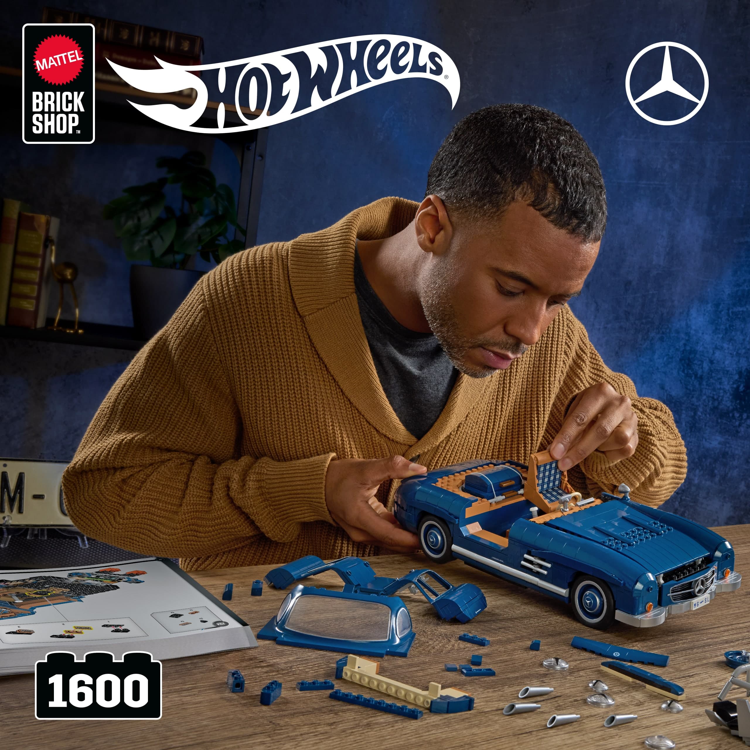 Produktbild Mattel Brick Shop Hot Wheels Mercedes-Benz 300 SL Bauset (1600 Teile), für Sammler 2 von 6
