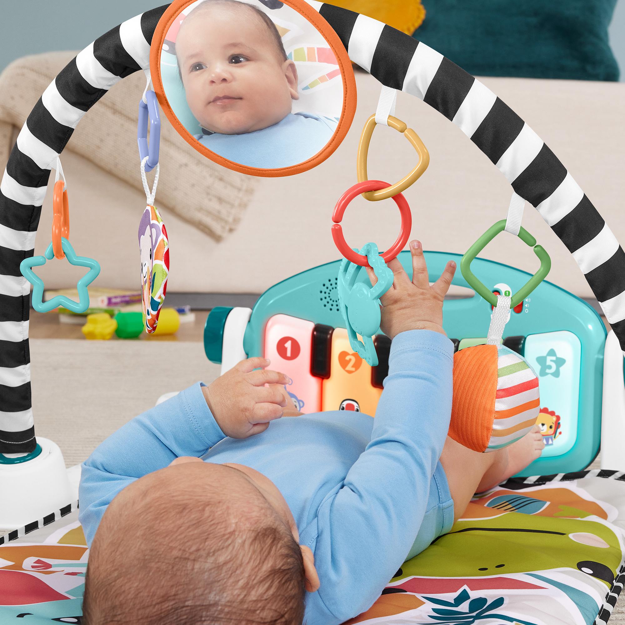Produktbild Fisher-Price Kontrast-Spieldecke für Babys, Spielspaß Piano-Gym, blau, deutsche Version 5 von 6