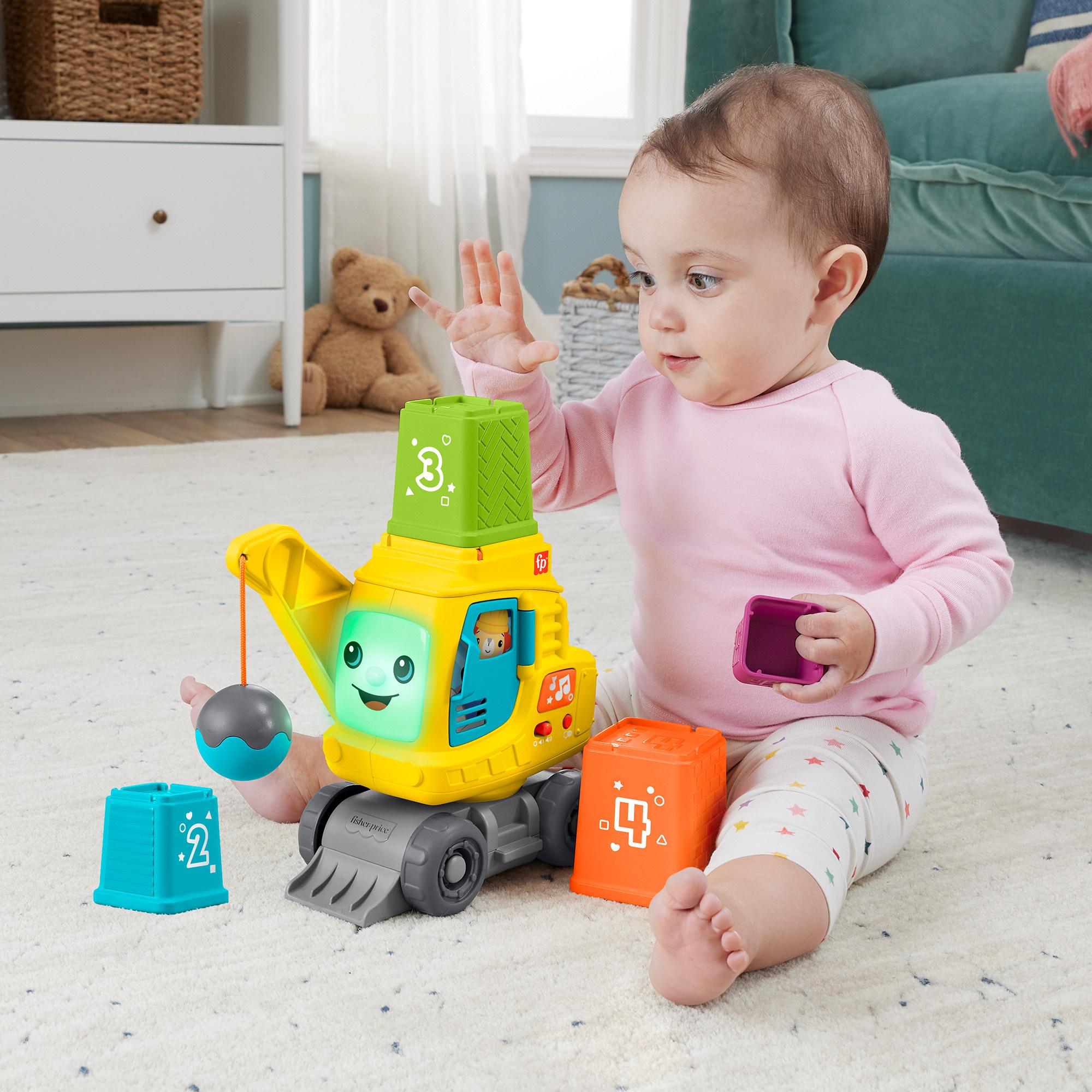Produktbild Fisher-Price Zählen&Stapeln Kran mit Blöcken, Lichtern und Geräuschen, mehrsprachige Version 2 von 6