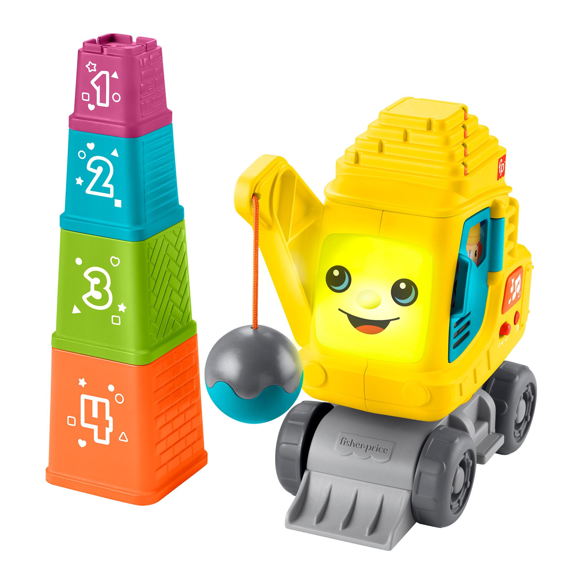 Fisher-Price Zählen&Stapeln Kran mit Blöcken, Lichtern und Geräuschen, mehrsprachige Version