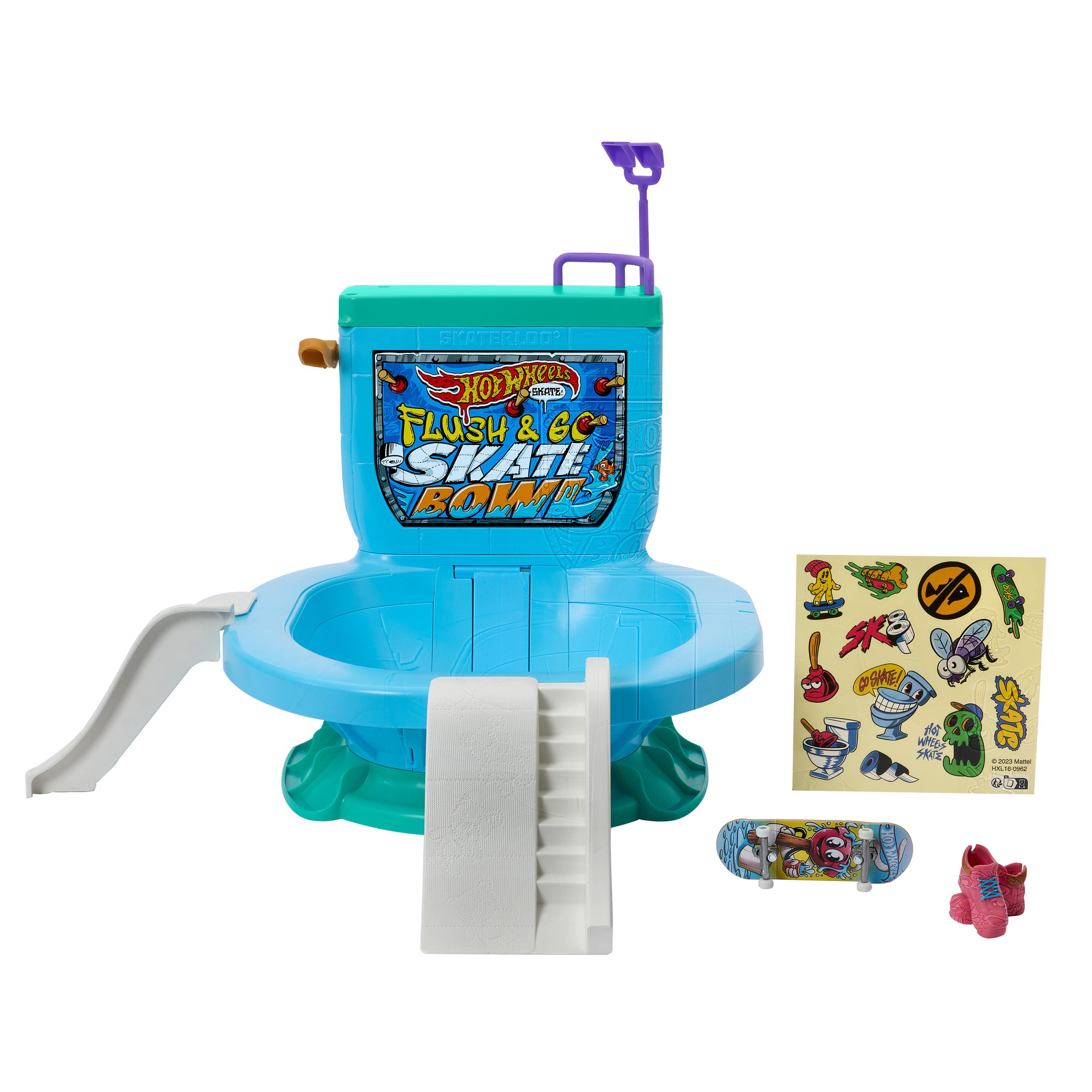 Hot Wheels Skate Spülen und los gehts“-Skatebowl Fingerboard-Set mit 1 exklusiven Board und einem Paar abnehmbare Skateschuhe