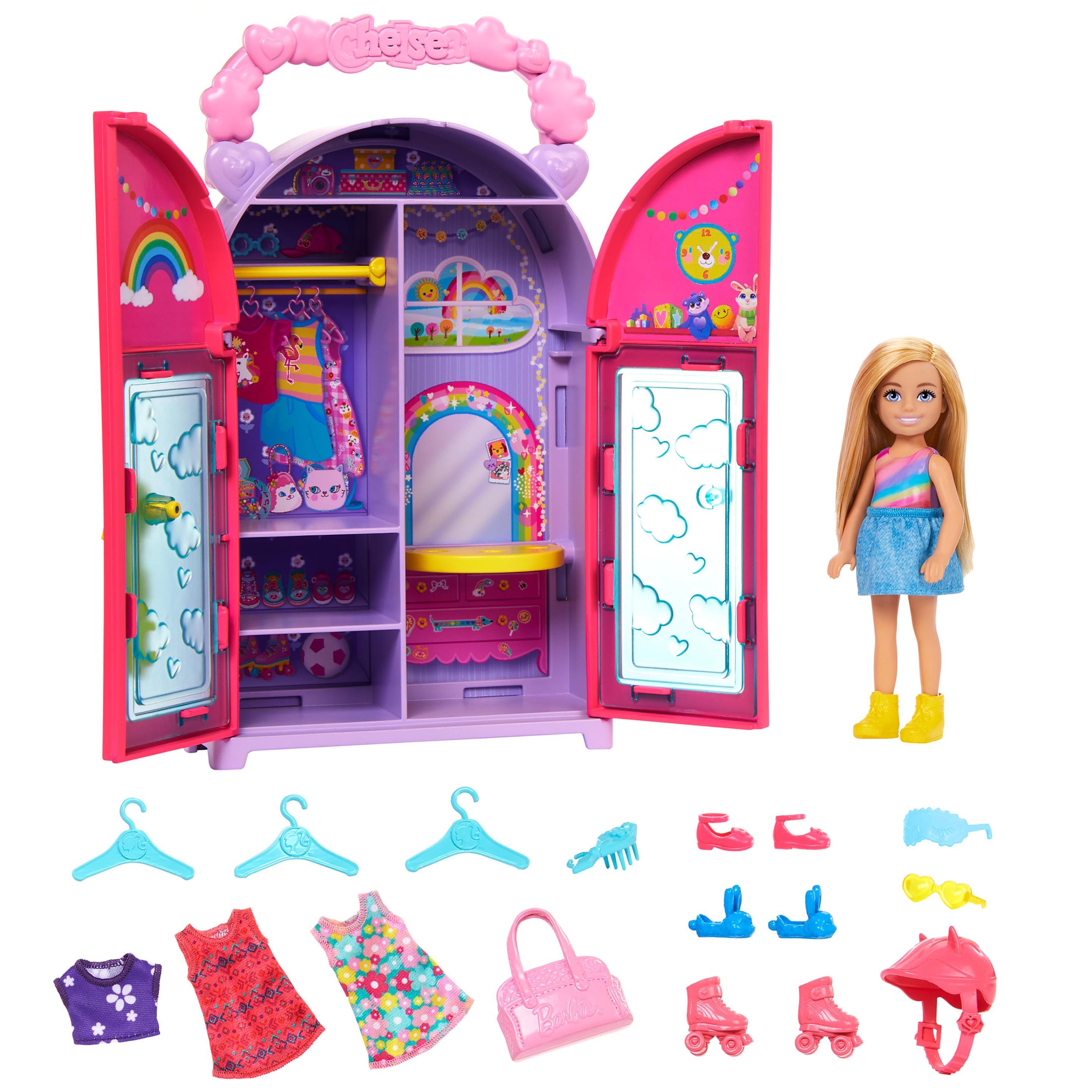 Produktbild Barbie Chelsea Puppe und Kleiderschrank-Spielset mit Kleidung und Accessoires 2 von 6