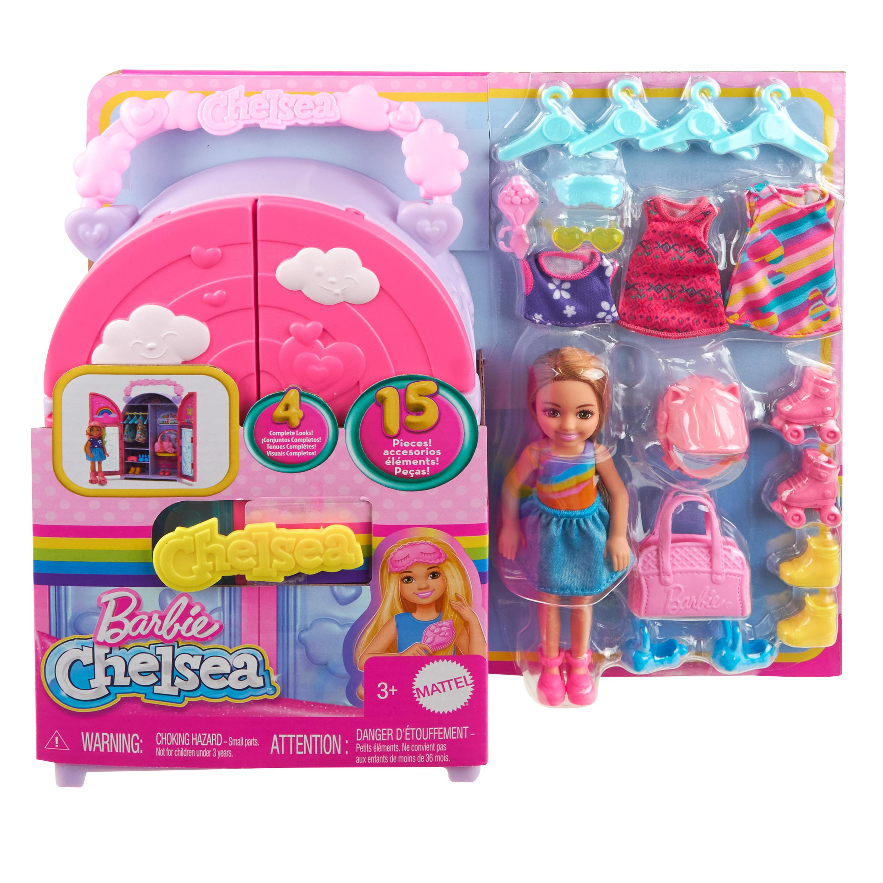 Produktbild Barbie Chelsea Puppe und Kleiderschrank-Spielset mit Kleidung und Accessoires 6 von 6