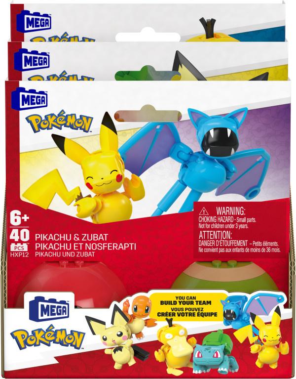 MEGA Pokémon Pokéball Bauspielzeug-Set mit 2 Actionfiguren (45 Teile) für Kinder