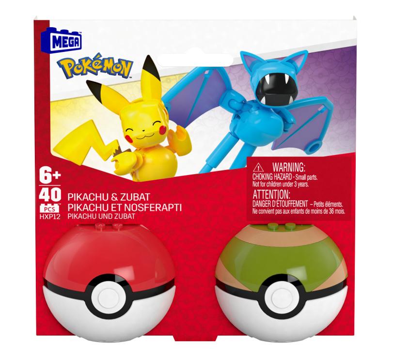 Produktbild MEGA Pokémon Pikachu und Zubat Bauspielzeug-Set mit 2 Actionfiguren (40 Teile) für Kinder 2 von 6