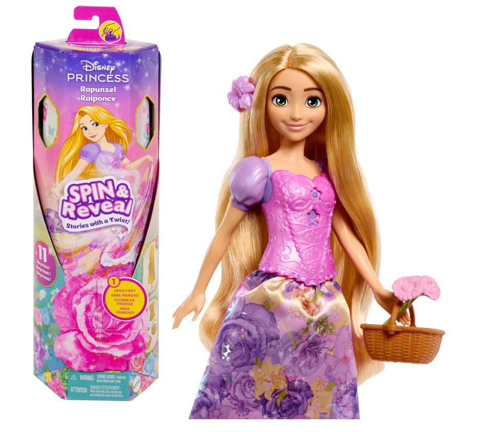 Disney Prinzessin Spin&Reveal Rapunzel-Modepuppe und Accessoires mit 11 Überraschungen