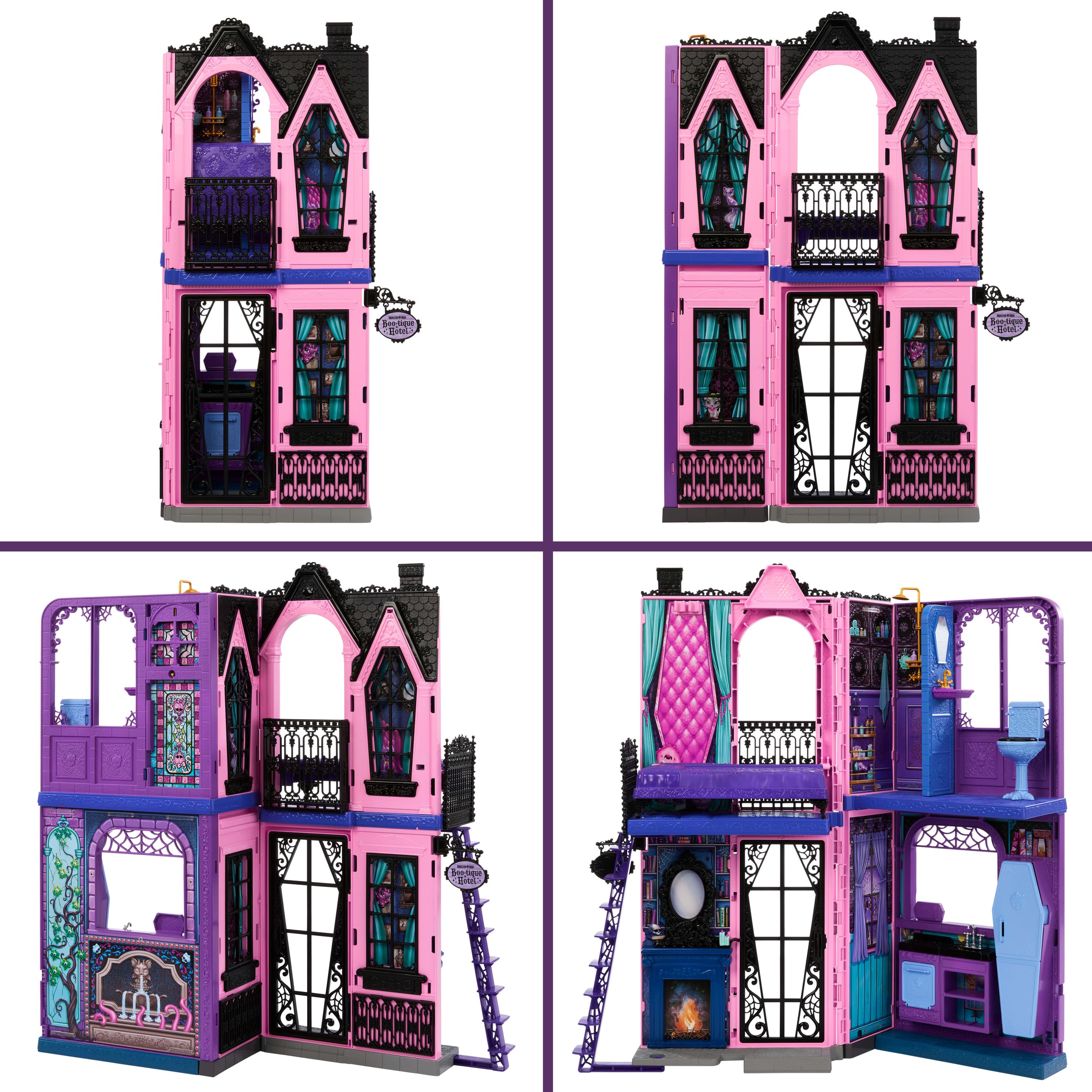 Produktbild Monster High Buh-tique Hotel Puppenhaus mit gruseligen Überraschungen in jedem Raum und mehr als 13 Zubehörteilen 2 von 6