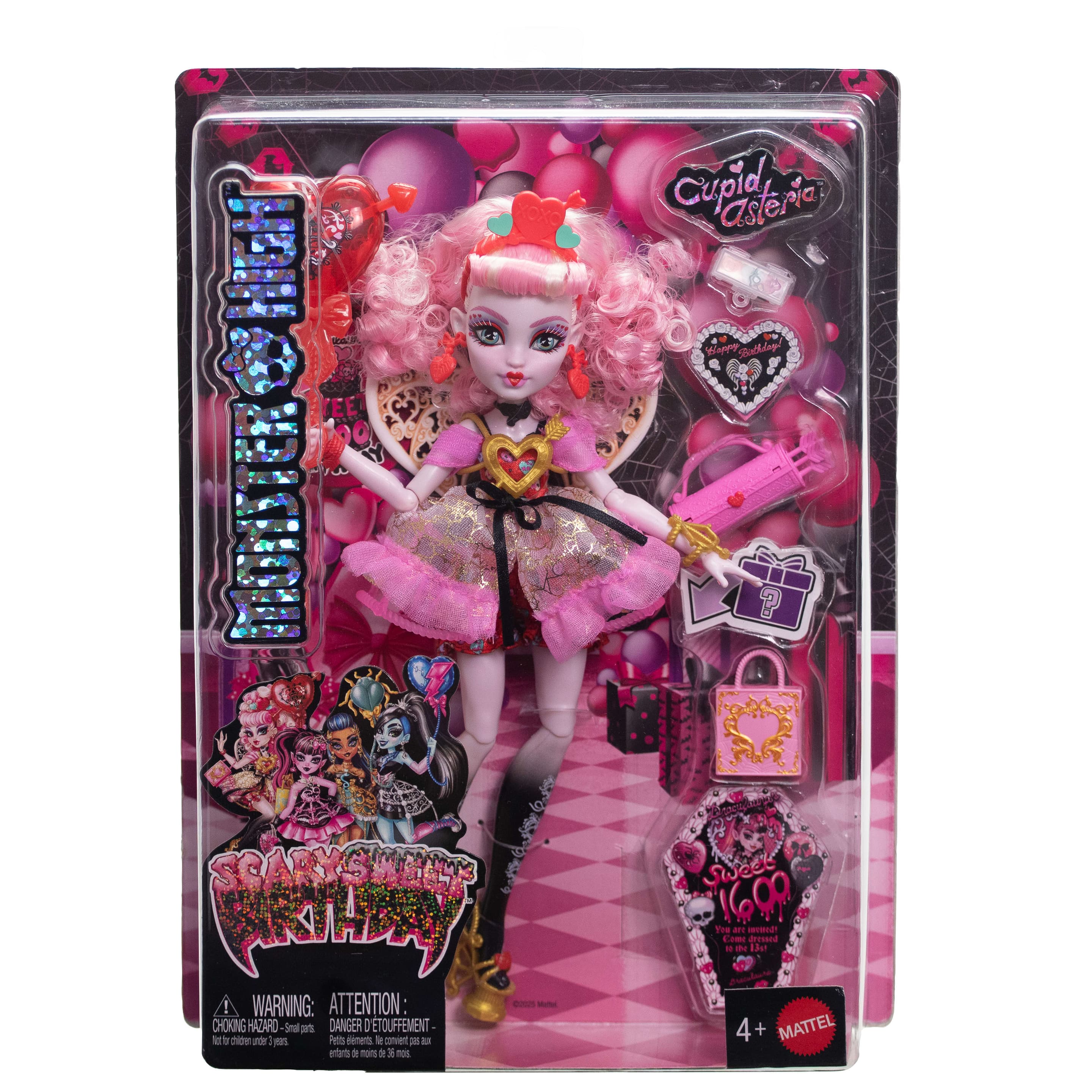Produktbild Monster High Scary Sweet Birthday Cupid Asteria-Puppe im Partykleid mit Ballon und Geschenk 6 von 7