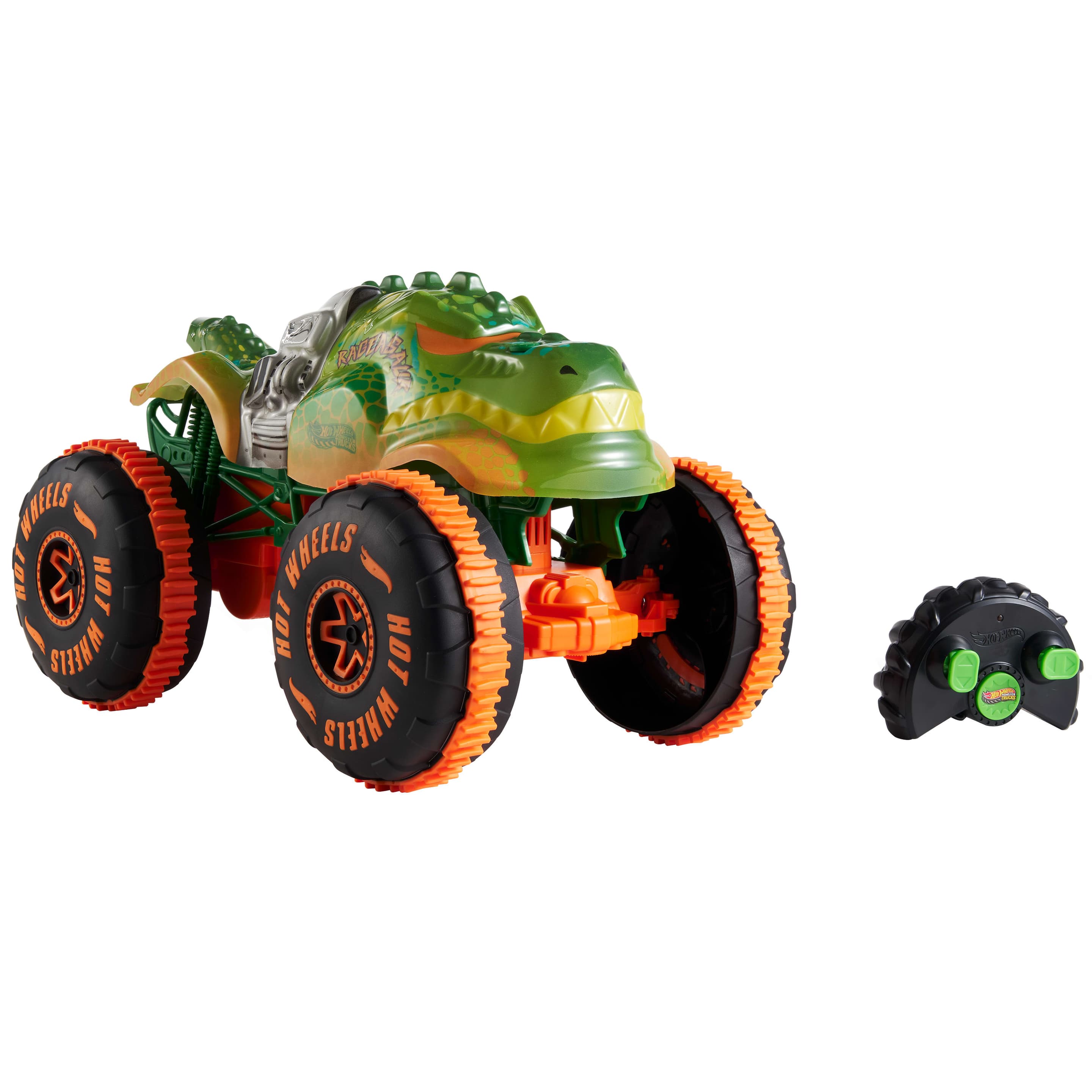 Hot Wheels Monster Trucks RC Rageasaur, Batteriebetriebener Spielzeugtruck im Maßstab 1:15 mit Fernbedienung