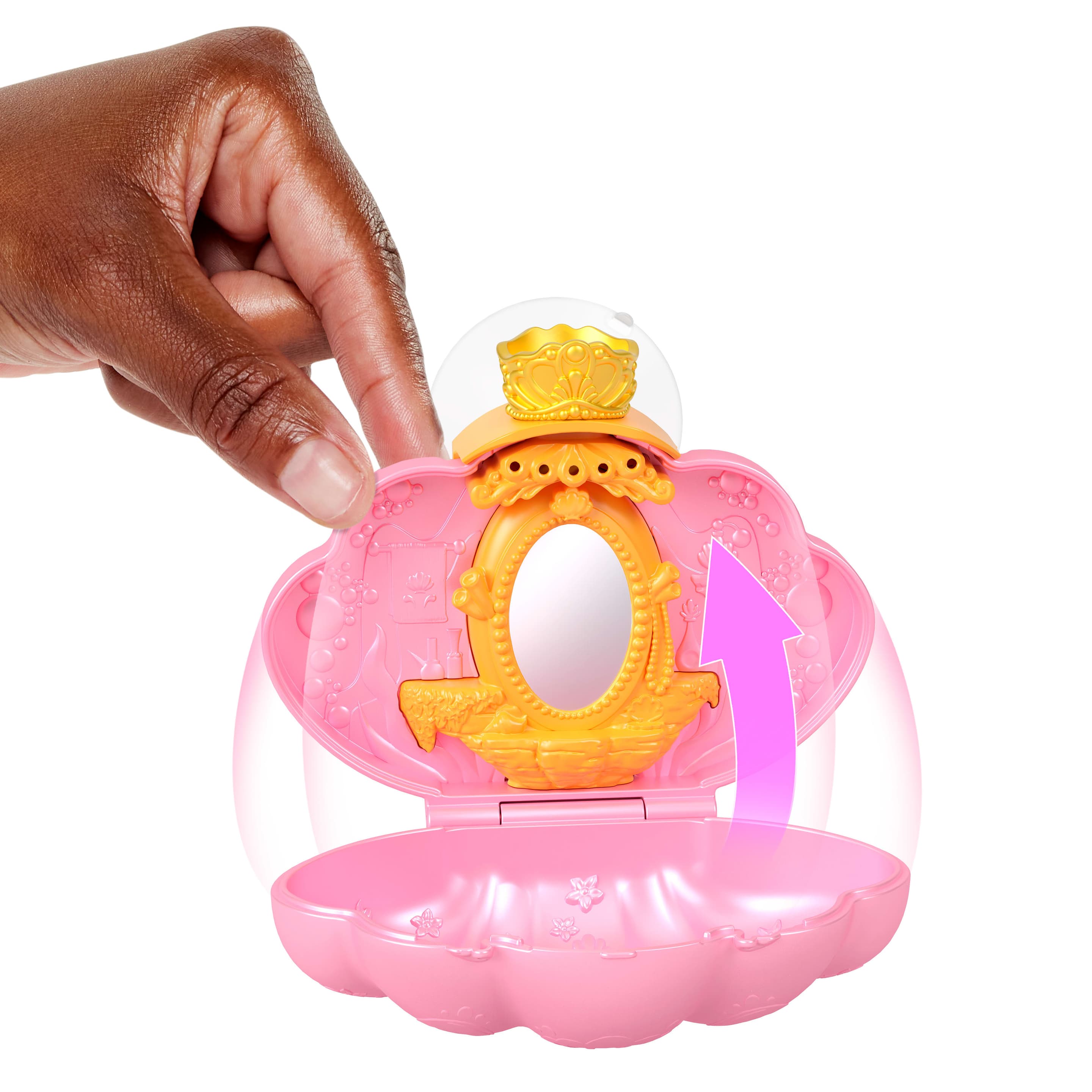 Produktbild Disney Princess Bath Reveal Meerjungfrauenpuppen, muschelförmiges Überraschungsspielset mit Rutschen-Zubehör 4 von 4