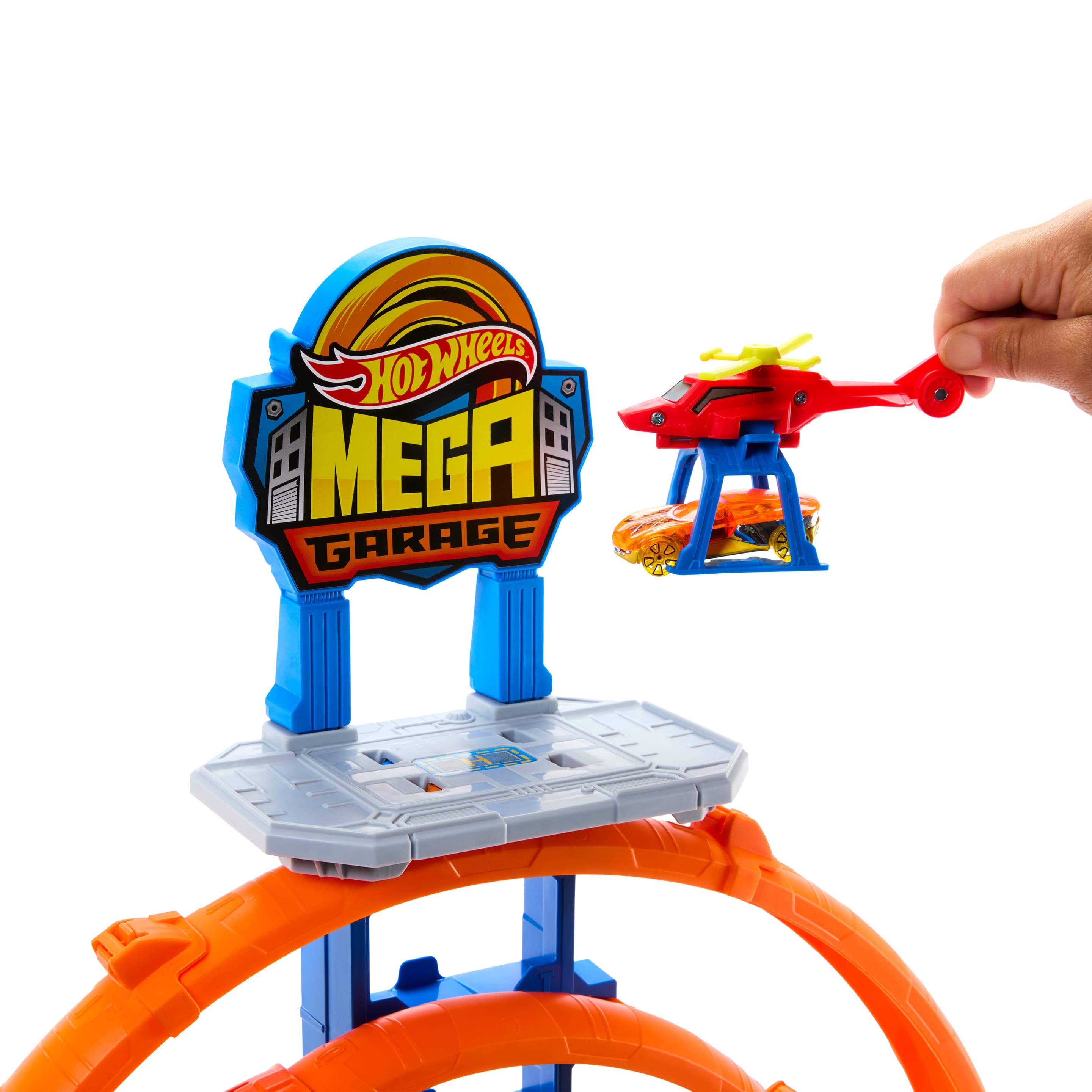 Produktbild Hot Wheels City Mega-Parkgarage-Spielset mit 1 Die-Cast-Spielzeugauto und 1 Spielzeug-Hubschrauber im Maßstab 1:64 5 von 6