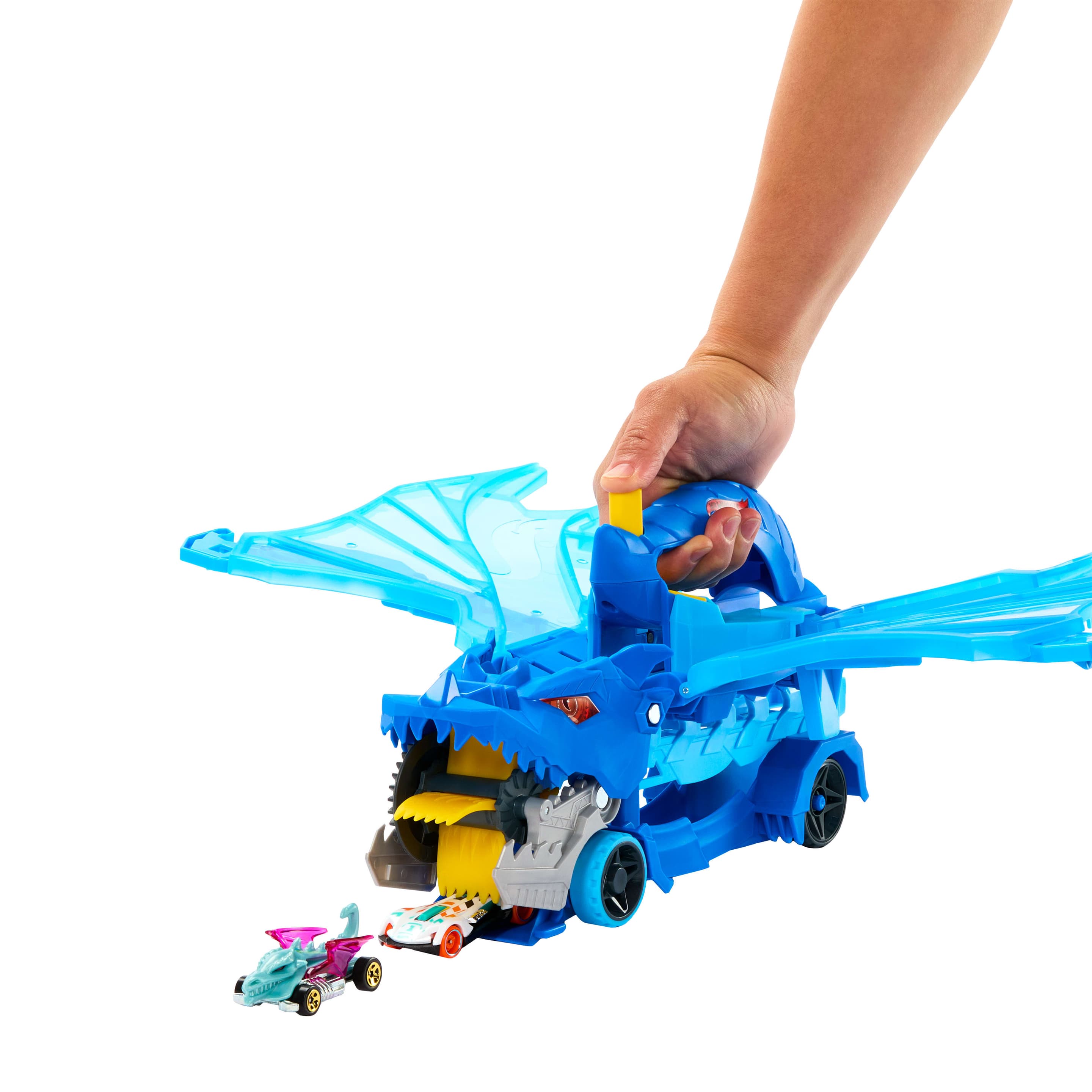 Produktbild Hot Wheels City Hot Wheels ultimativer 2-in-1 Drachentransporter und 2 Spielzeugautos im Maßstab 1:64 6 von 6