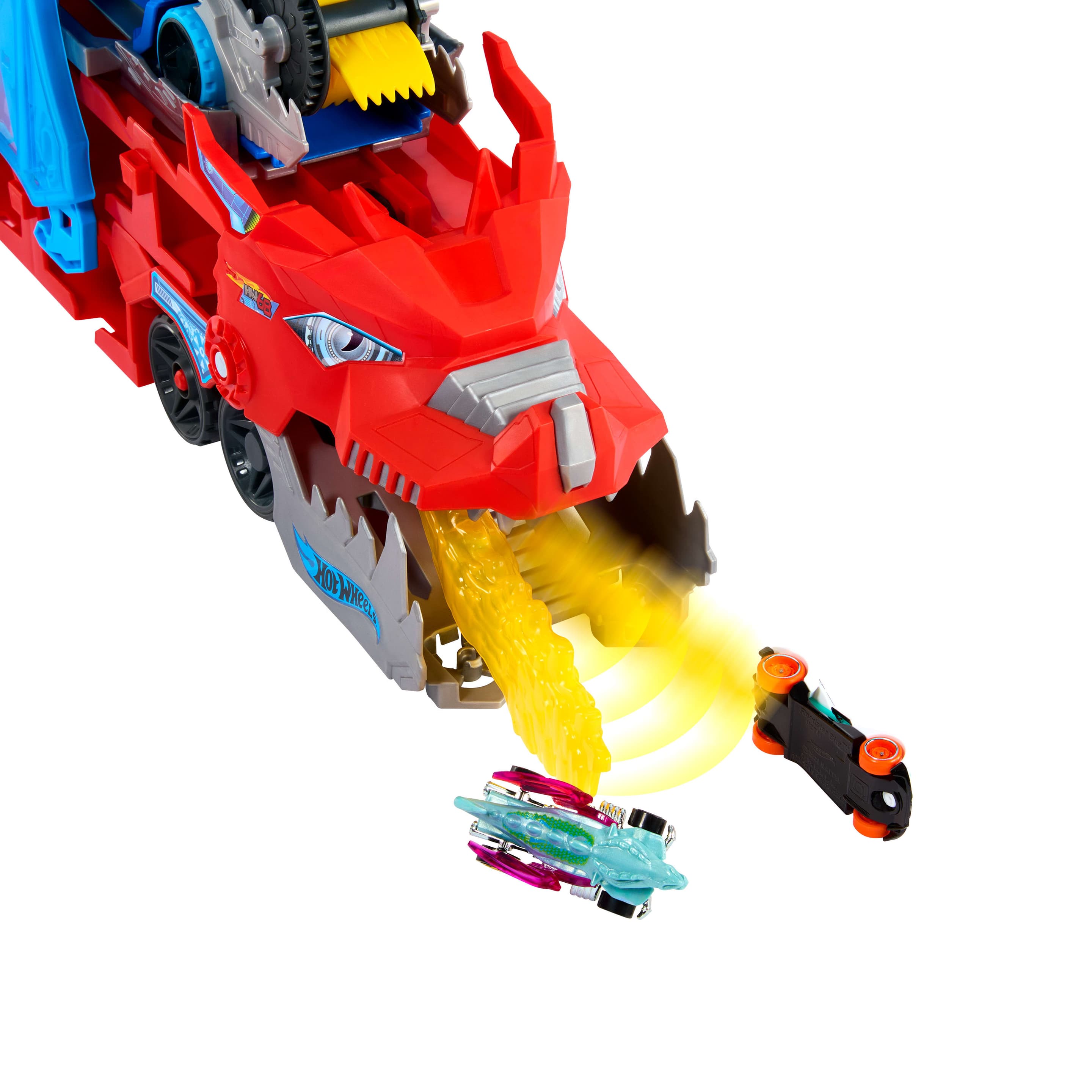 Produktbild Hot Wheels City Hot Wheels ultimativer 2-in-1 Drachentransporter und 2 Spielzeugautos im Maßstab 1:64 2 von 6