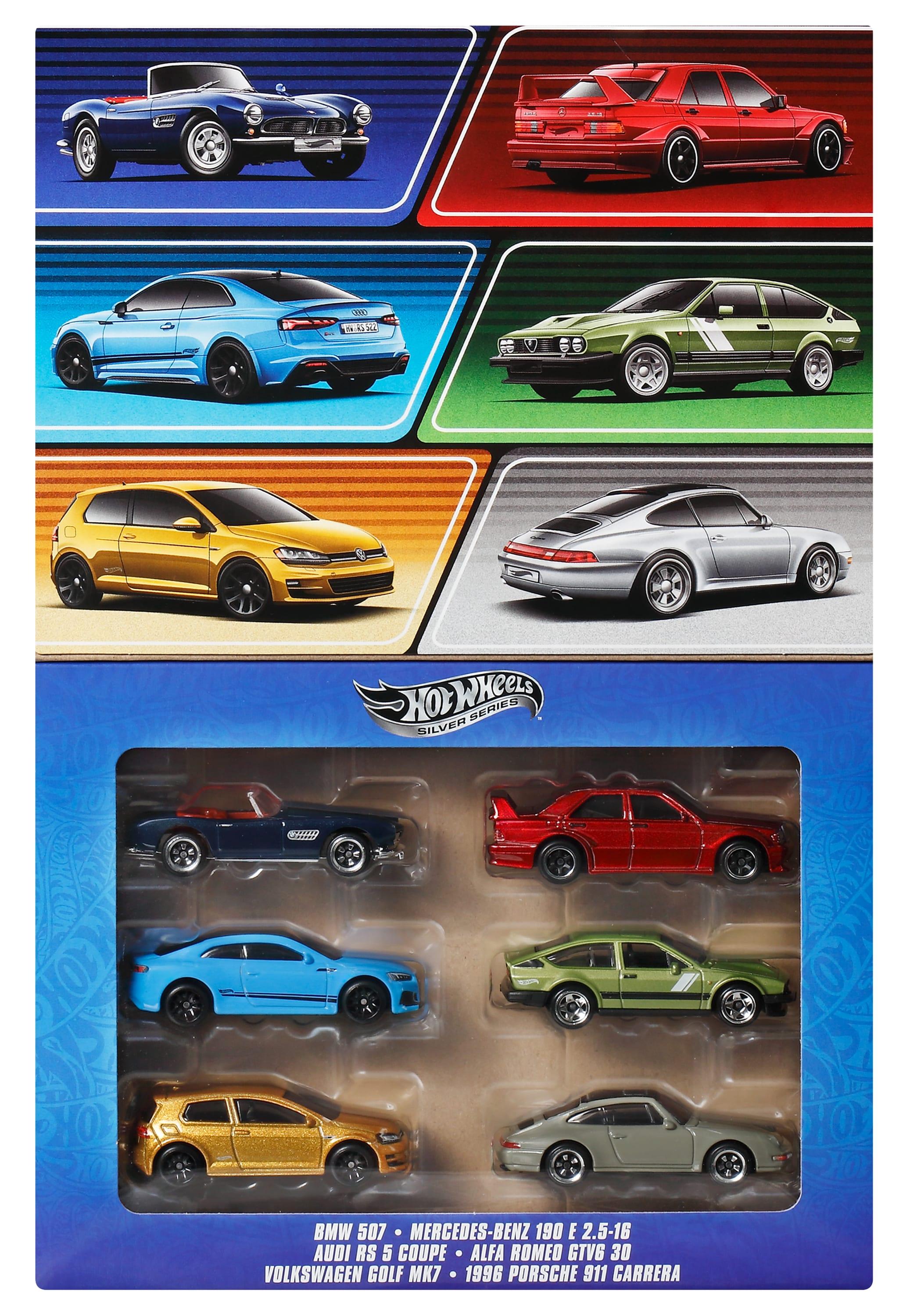 Hot Wheels Die-Cast-Spielzeugautos im Maßstab 1:64, Set aus 6 europäischen Fahrzeugen (Stile können abweichen)