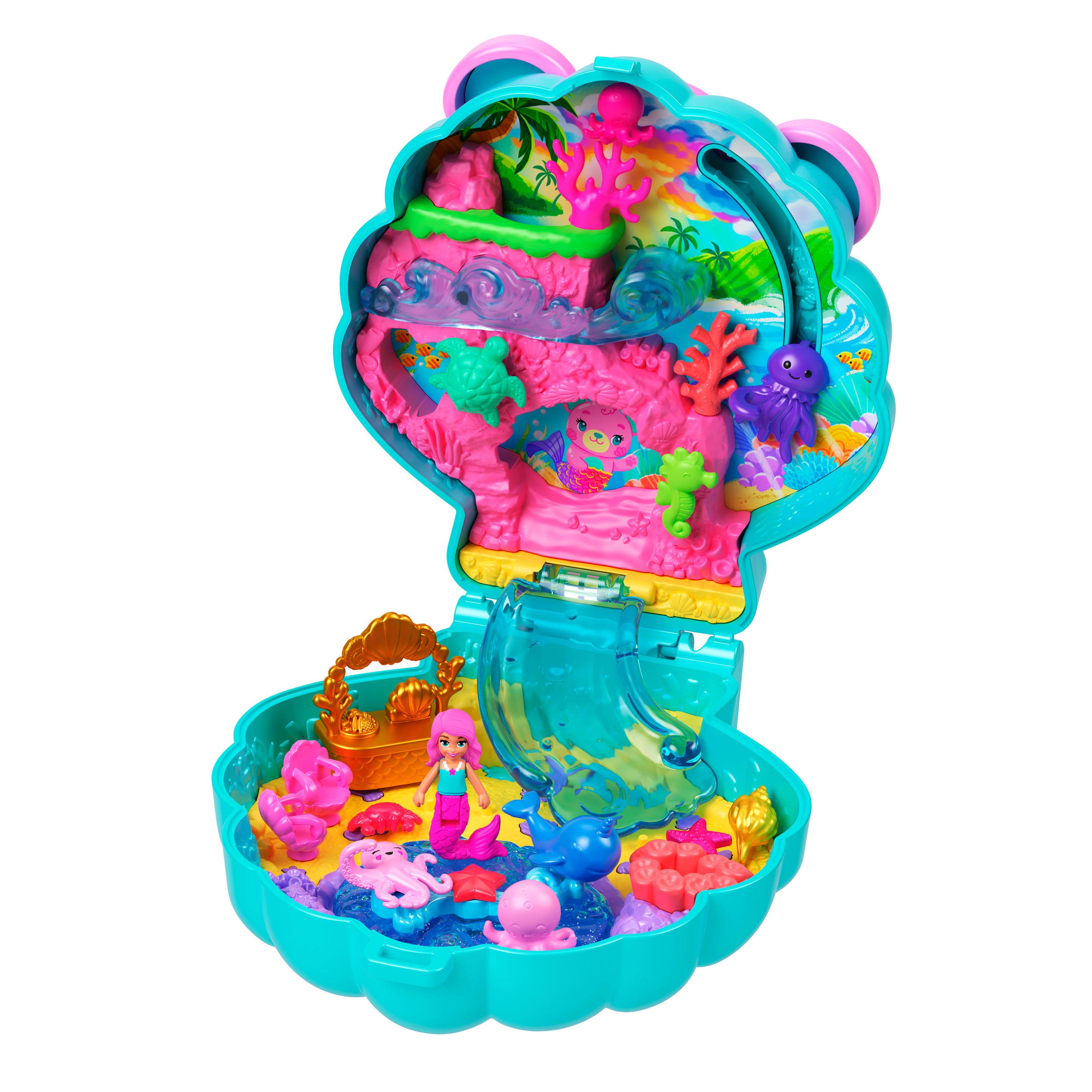 Produktbild Polly Pocket Glitzerinsel-Schatulle, Spielset mit 1 Mini-Meerjungfrauenpuppe und Meerestieren 6 von 6