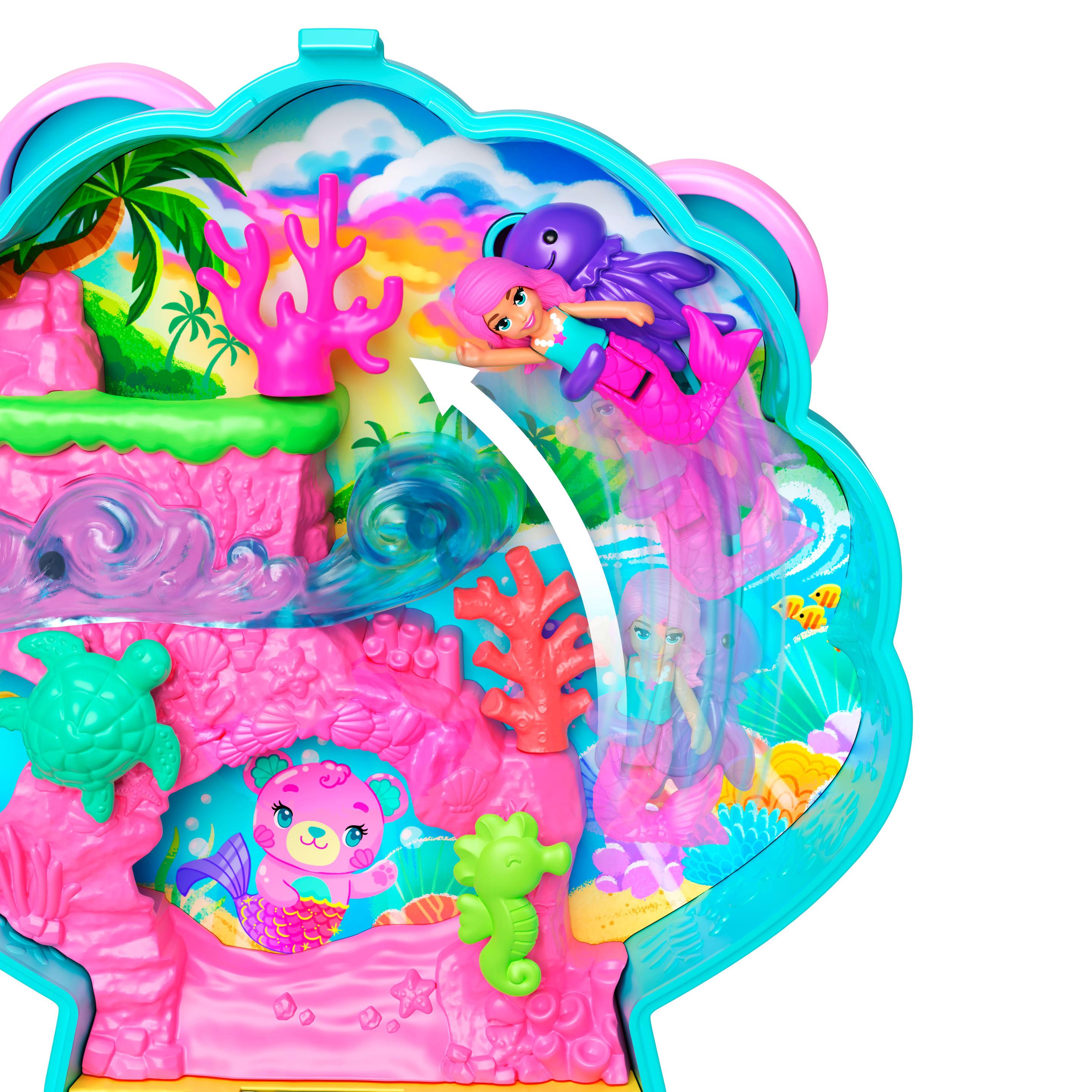 Produktbild Polly Pocket Glitzerinsel-Schatulle, Spielset mit 1 Mini-Meerjungfrauenpuppe und Meerestieren 4 von 6