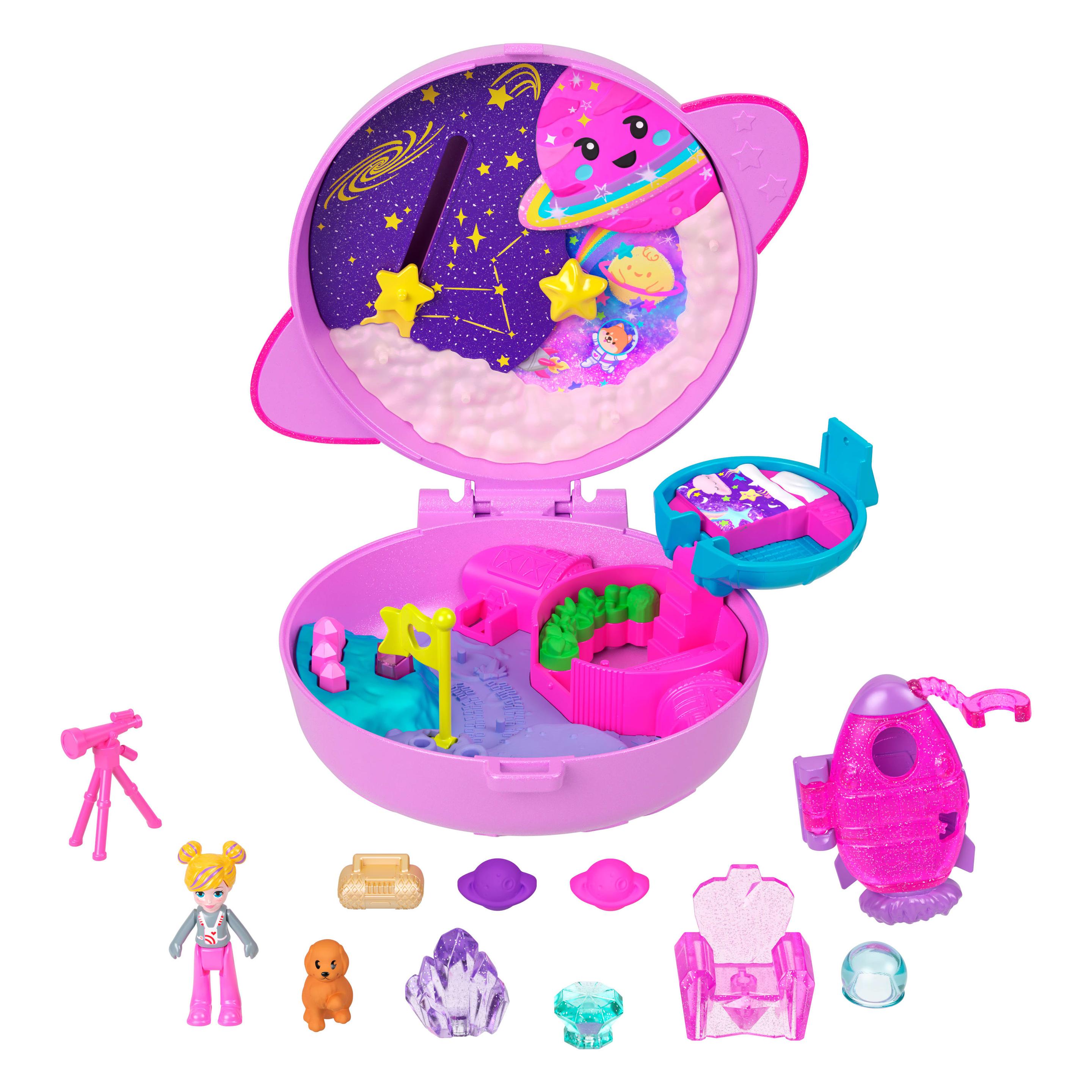 Produktbild Polly Pocket Planet Polly-Schatulle, Spielset mit 1 Minipuppe und Hündchen, Reisespielzeug mit passendem Zubehör 6 von 6