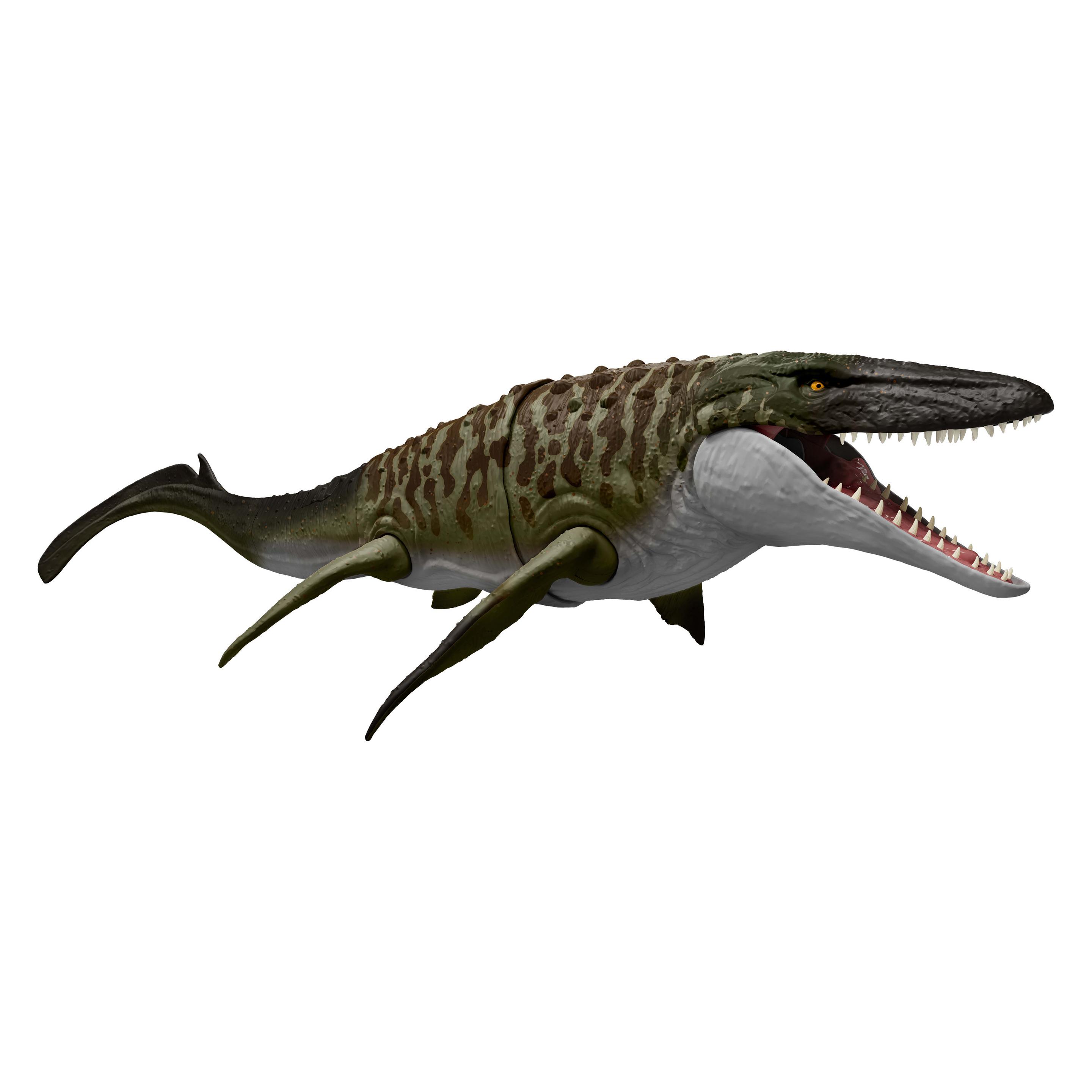 Produktbild Jurassic World Rebirth Bite N Blast Mosasaurus Actionfigur und Mini-Dilophosaurus, Dinosaurier-Spielzeug 5 von 6