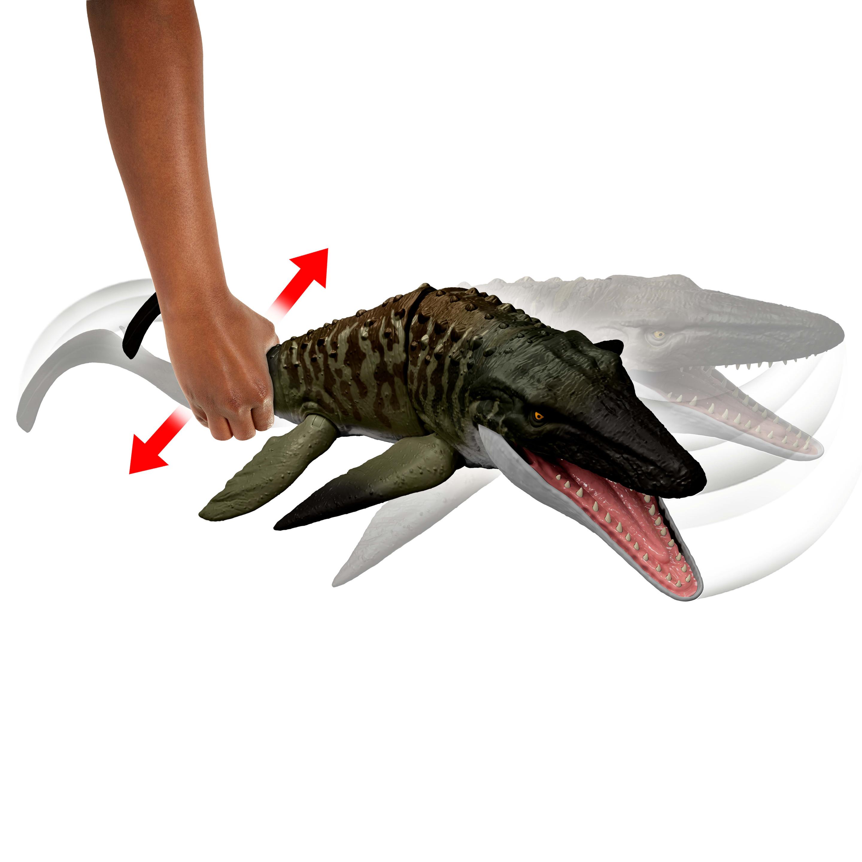 Produktbild Jurassic World Rebirth Bite N Blast Mosasaurus Actionfigur und Mini-Dilophosaurus, Dinosaurier-Spielzeug 4 von 6