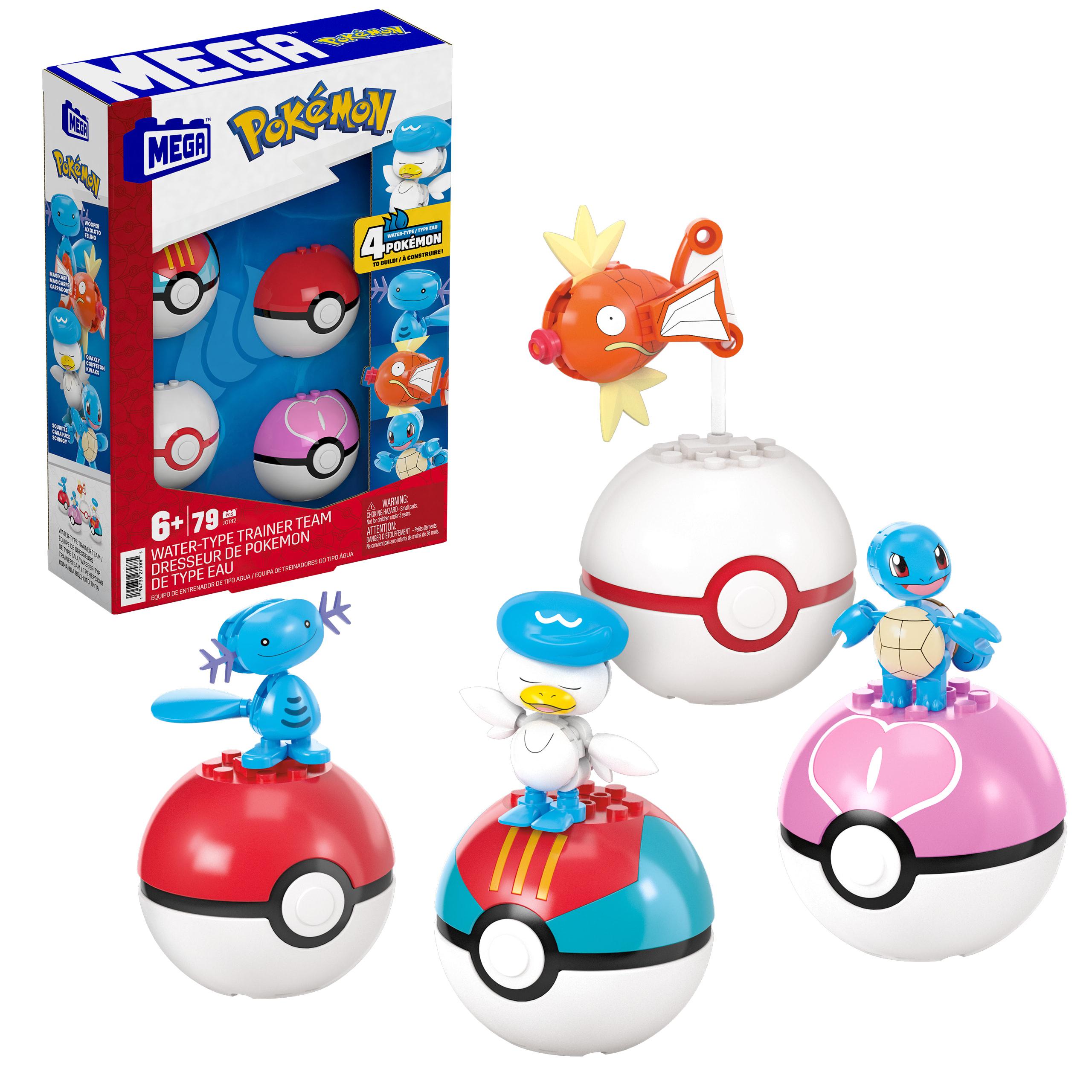 MEGA Pokémon Wasser-Typ Trainerteam Bauspielzeug-Set mit 2 Actionfiguren (79 Teile) für Kinder
