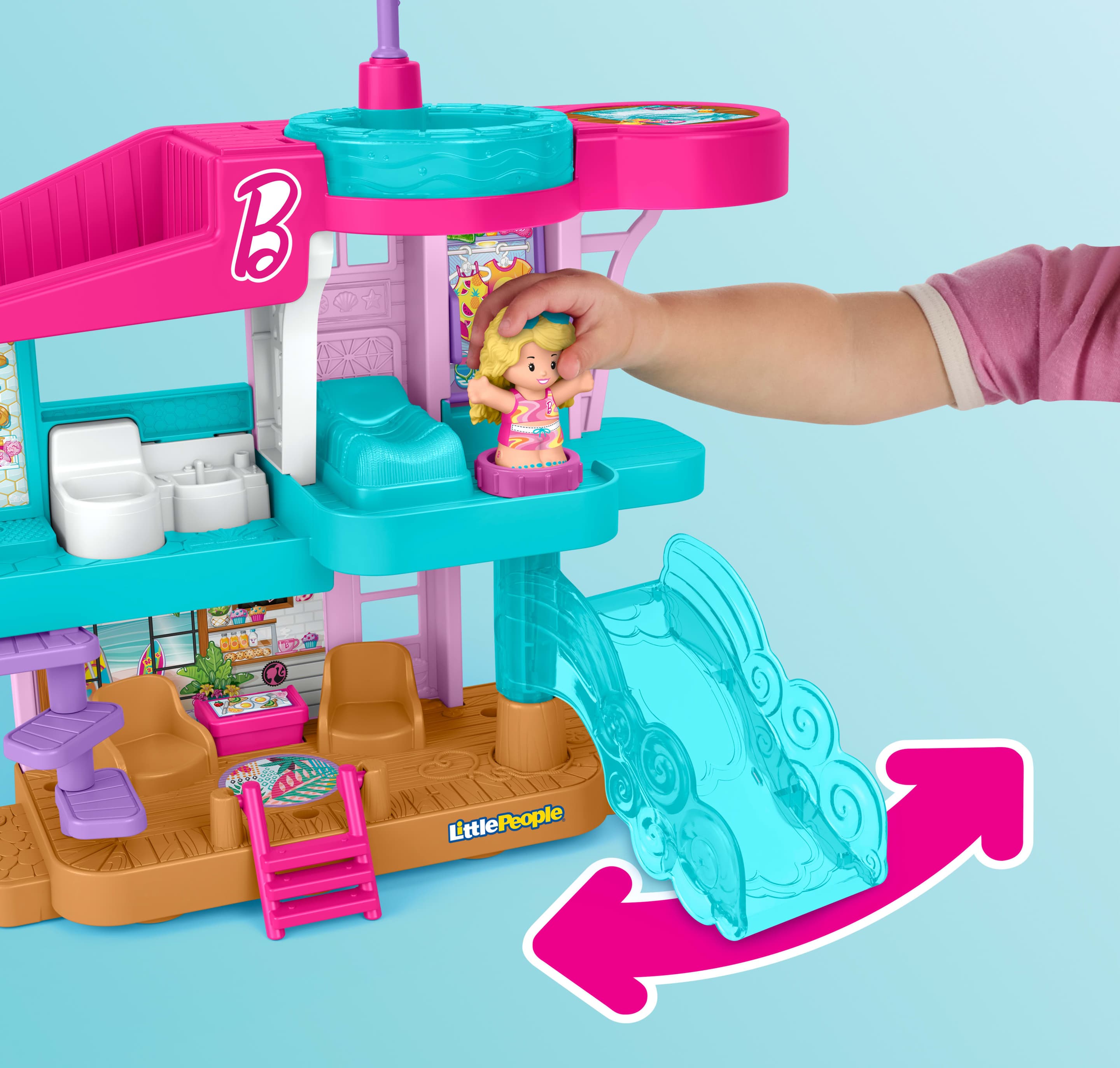 Produktbild Fisher-Price Little People Barbie Strandhaus Kleinkinder-Spielset mit Figuren und Zubehör 5 von 6