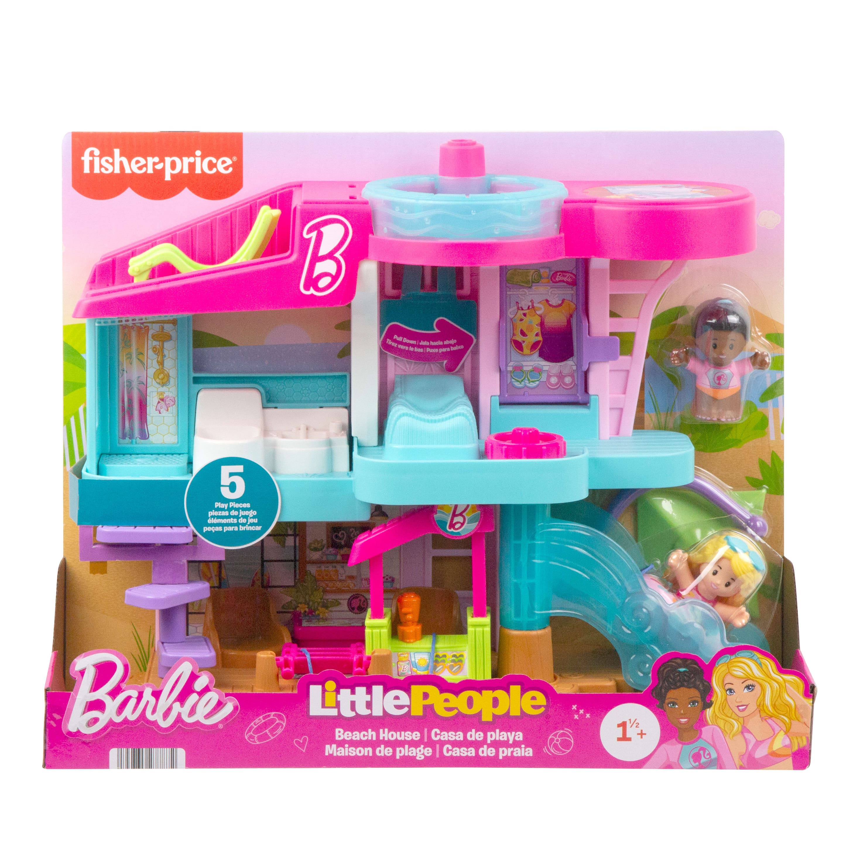 Produktbild Fisher-Price Little People Barbie Strandhaus Kleinkinder-Spielset mit Figuren und Zubehör 2 von 6