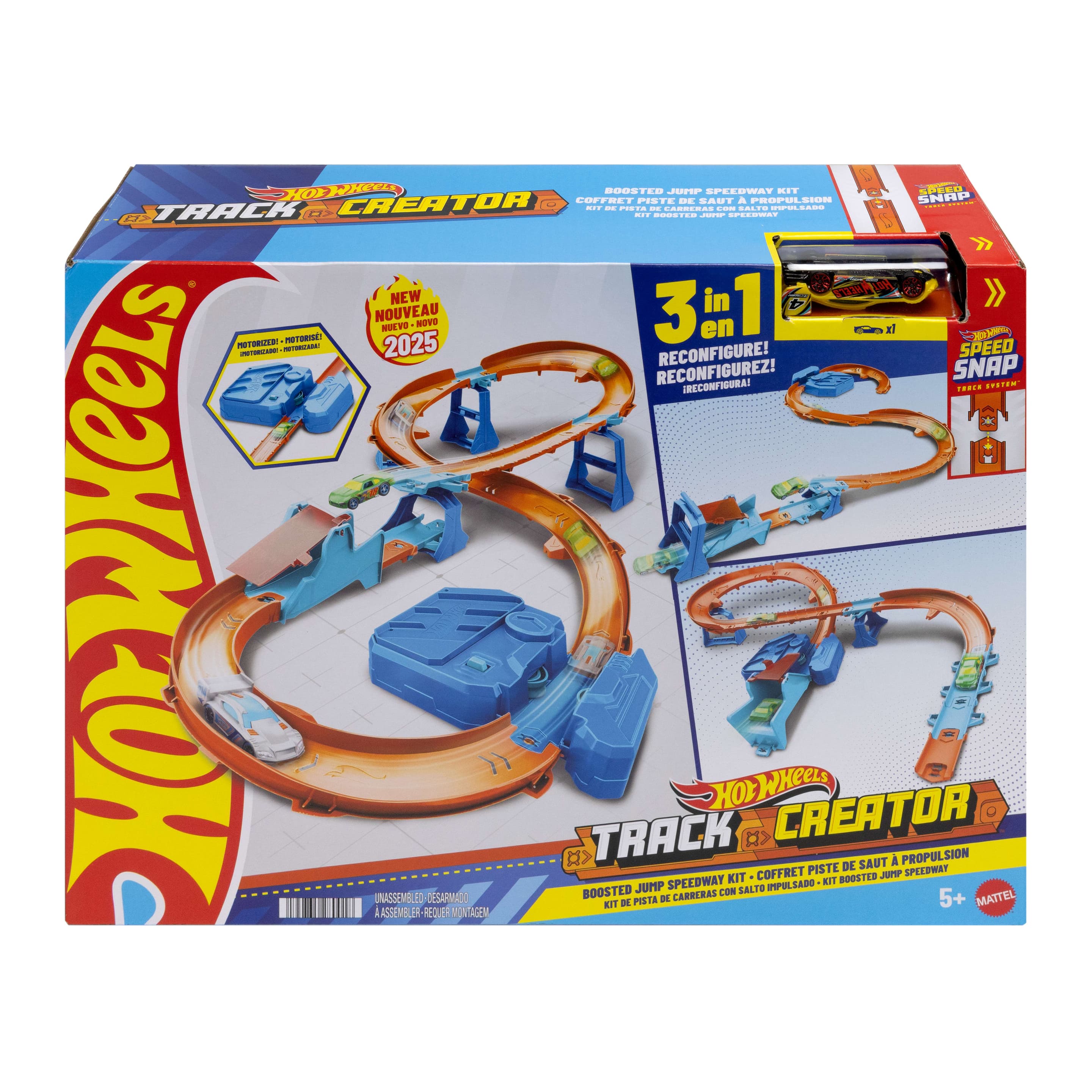 Produktbild Hot Wheels Track Creator Beschleuniger-Sprung-Schnellstrecke-Set mit Spielzeugauto im Maßstab 1:64 und motorisiertem Beschleuniger 4 von 6