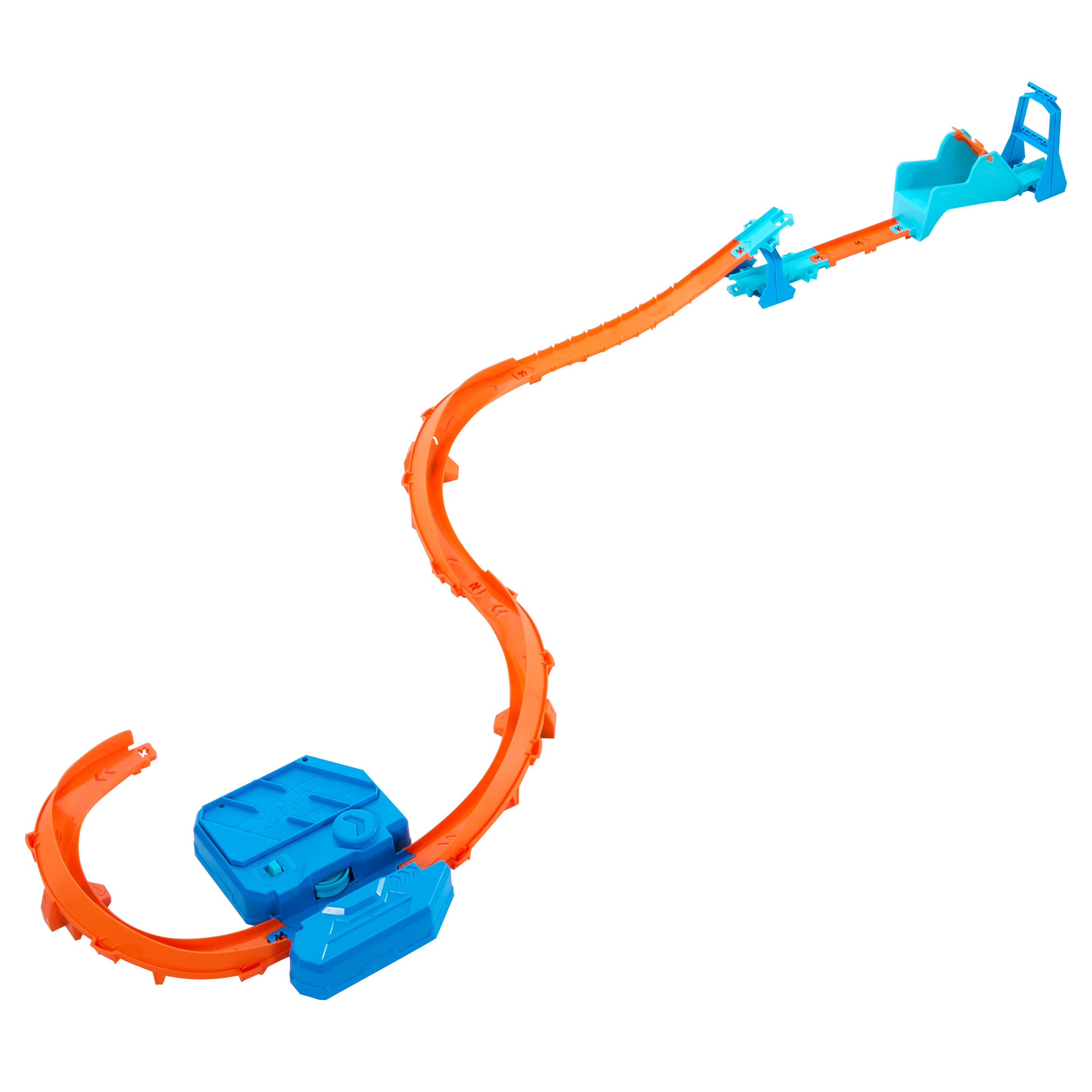 Produktbild Hot Wheels Track Creator Beschleuniger-Sprung-Schnellstrecke-Set mit Spielzeugauto im Maßstab 1:64 und motorisiertem Beschleuniger 3 von 6