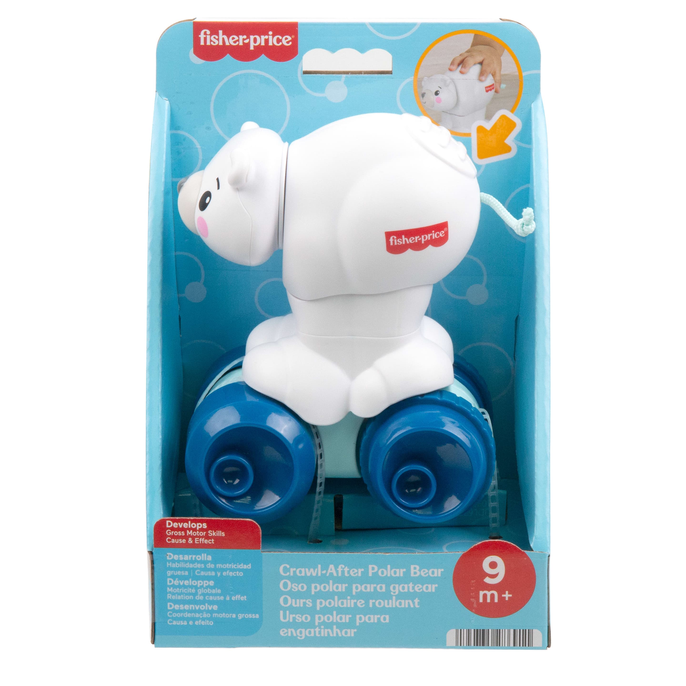 Produktbild Fisher-Price Eisbär zum Hinterherkrabbeln, Aktivitätskrabbelspielzeug für Babys mit sensorischen Details 2 von 6