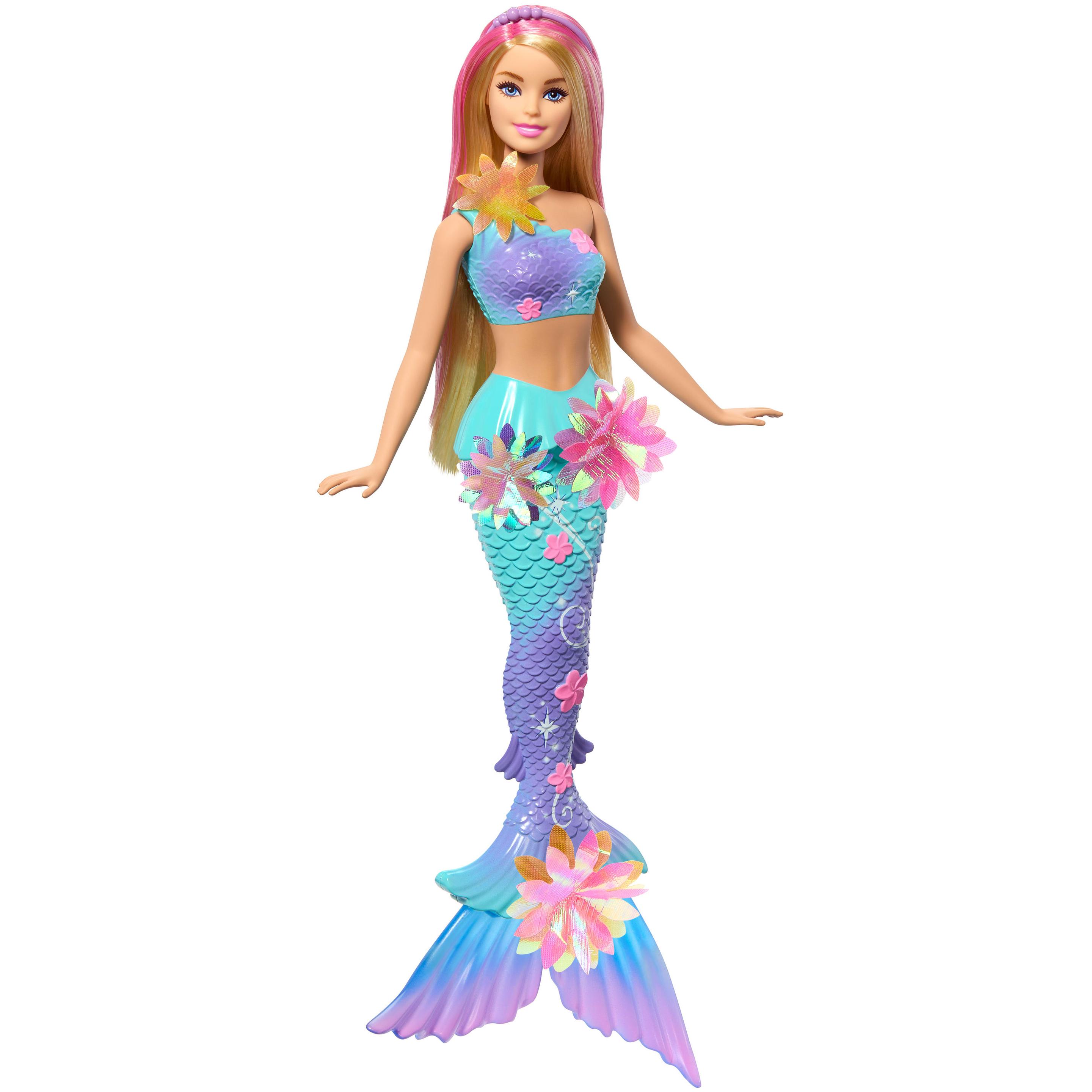 Produktbild Barbie Flower Magic Meerjungfrauen-Spielzeugpuppe mit magischer Überraschungsblüte und perlenbesetztem Haarreif 6 von 6