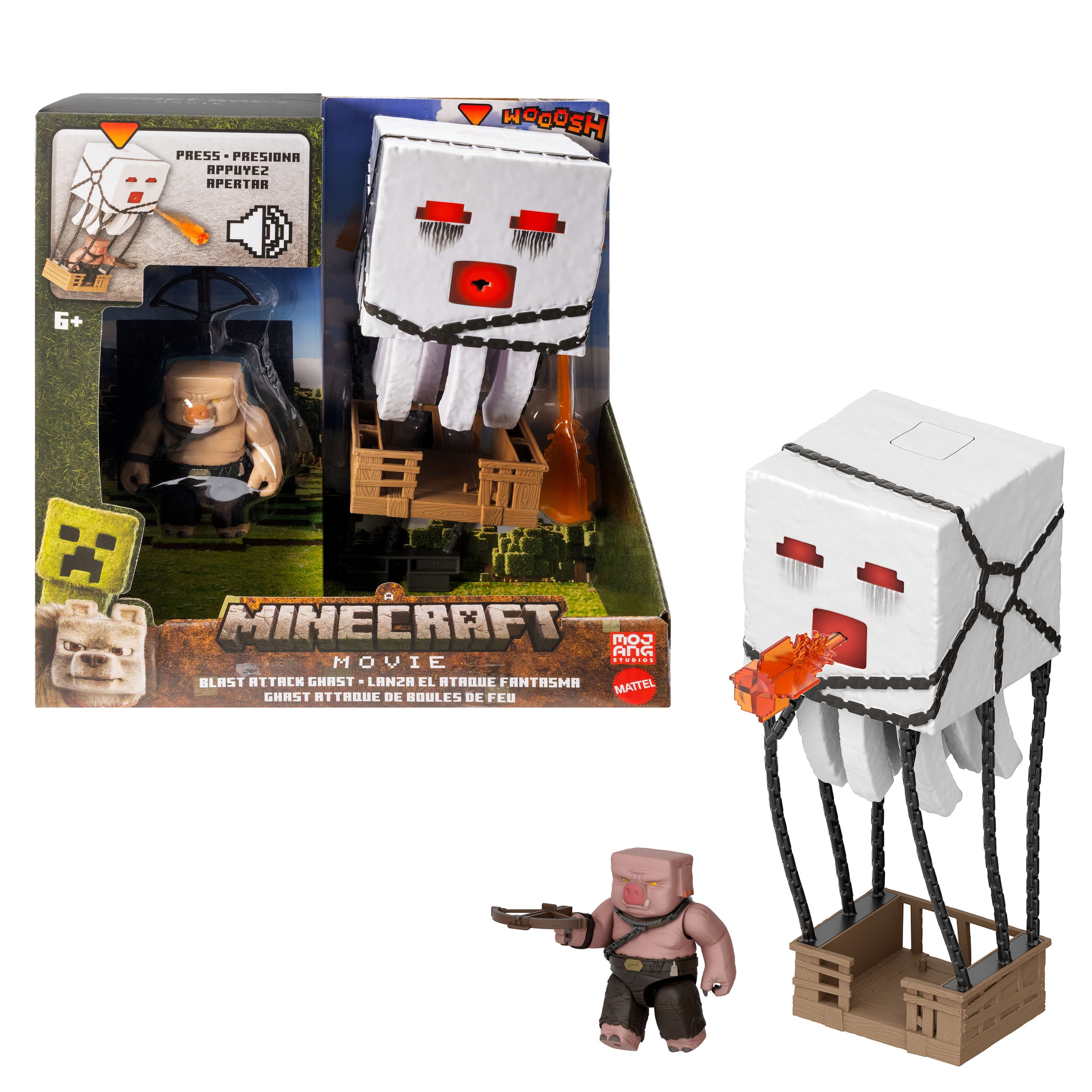 Minecraft Ghast mit Feuerattacke Actionfigur-Set mit Lichteffekten, Geräuschen und mehr, vom Film inspiriert