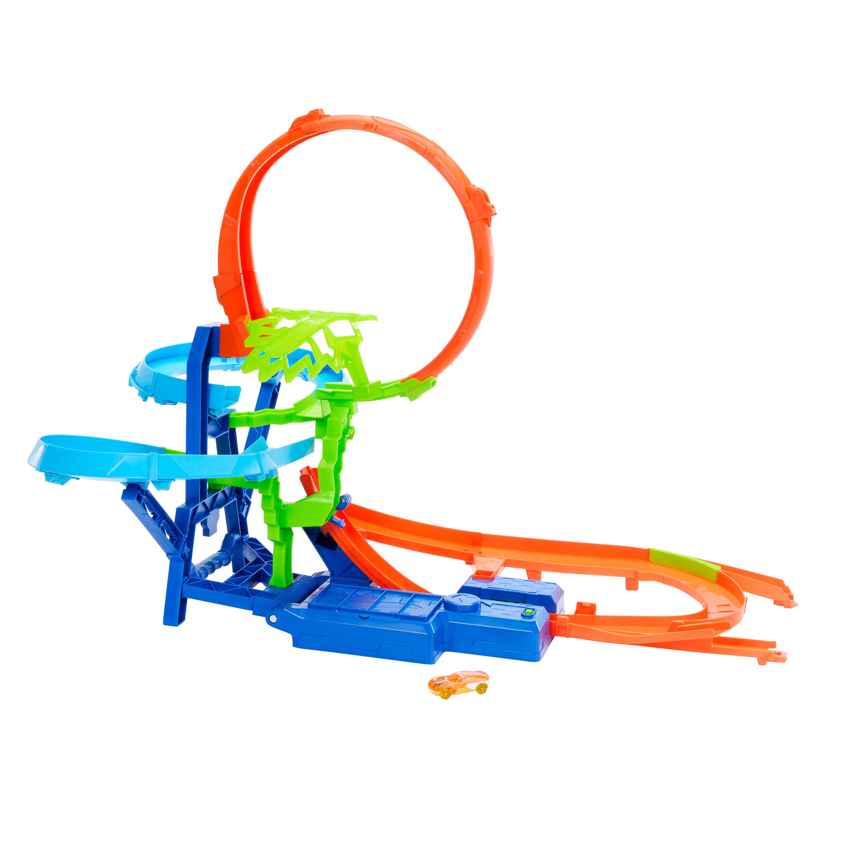 Produktbild Hot Wheels Stunttrack Unendliche Crash-Action Spielset mit Die-Cast-Spielzeugauto im Maßstab 1:64 und batteriebetriebenem Beschleuniger 6 von 6
