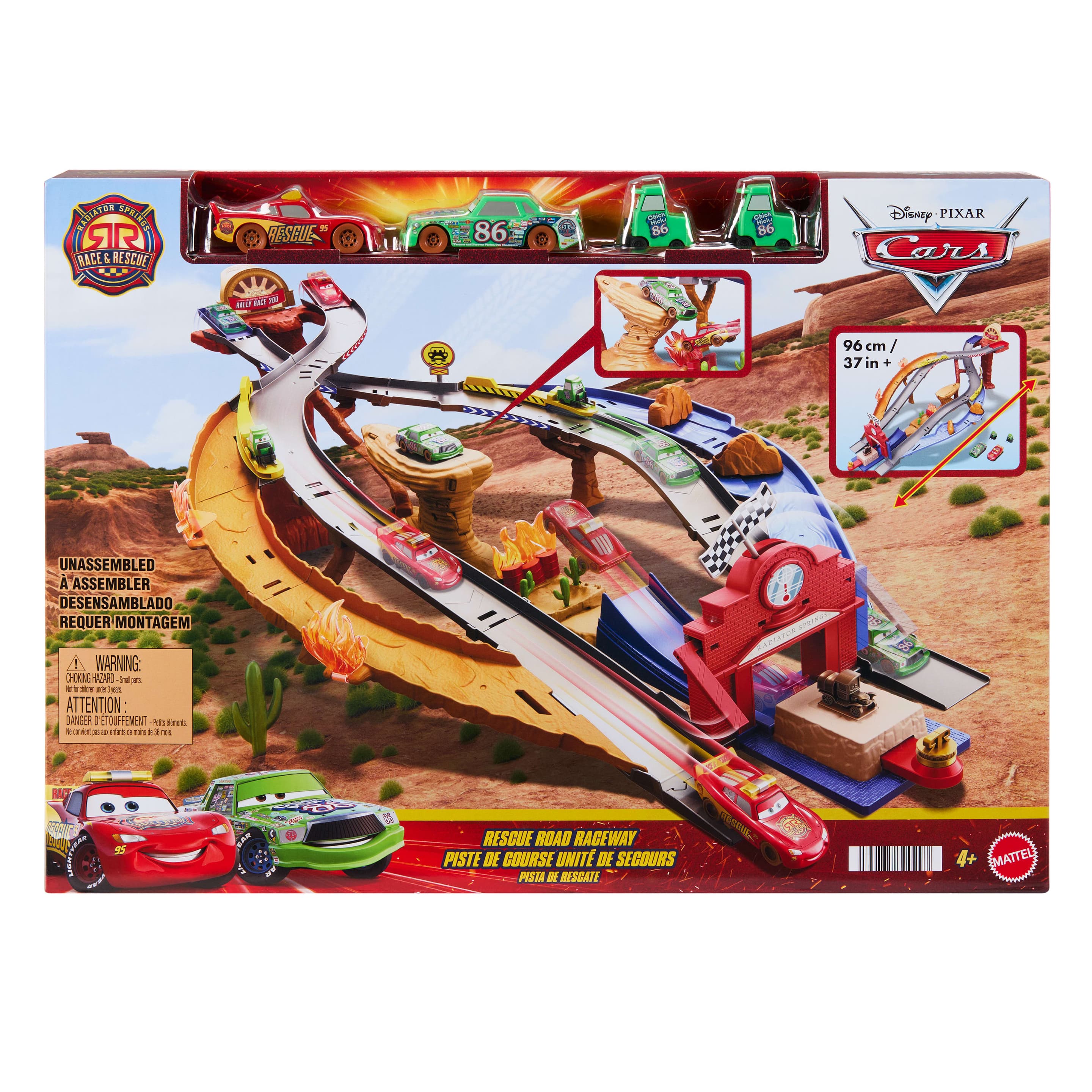 Produktbild Disney Pixar Cars Radiator Springs Rennen & Retten Rettungsweg-Rennstrecke Spielset mit 4 Spielzeugautos 4 von 6