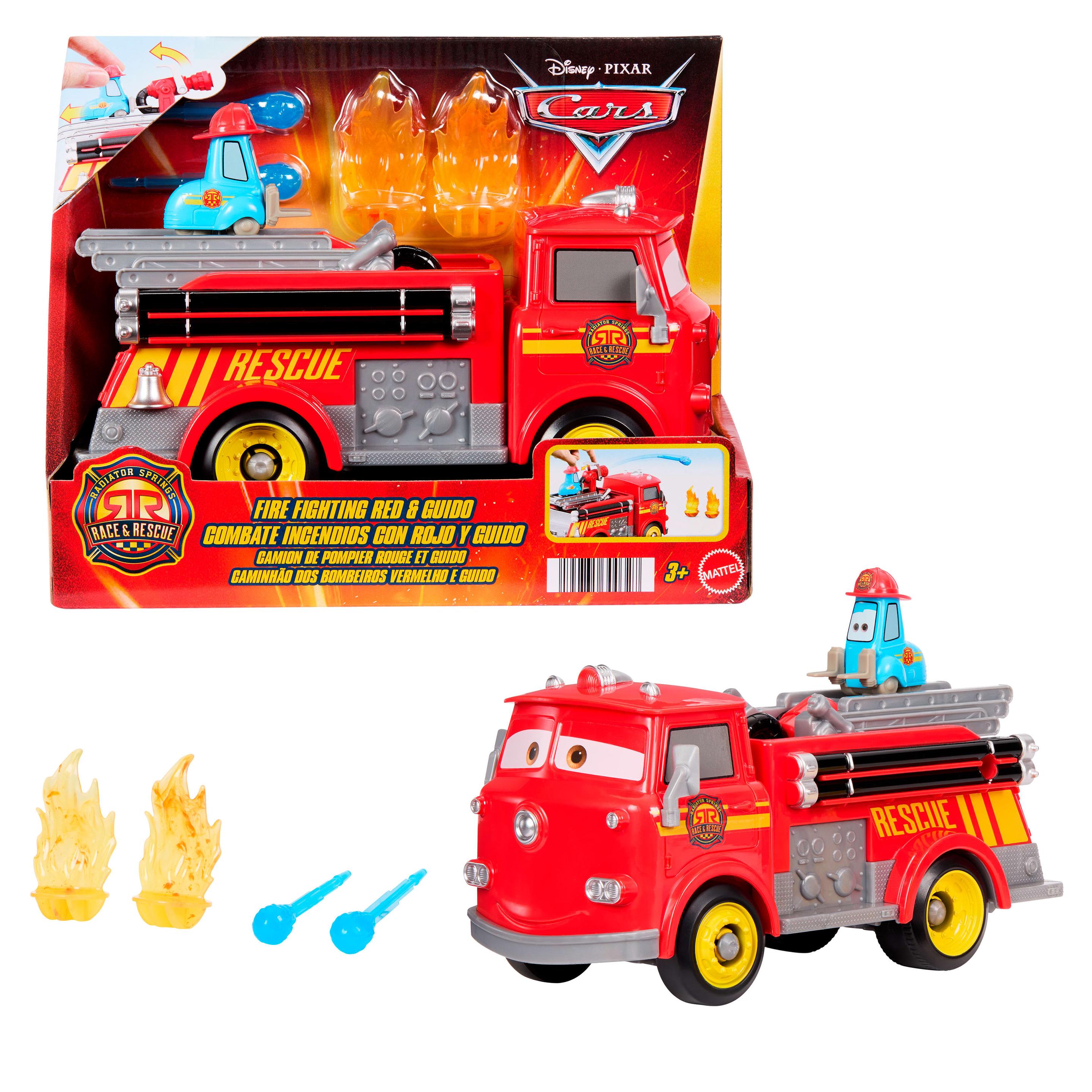 Disney Pixar Cars Radiator Springs Rennen & Retten Feuerwehrauto Red und Guido mit Zubehörteilen
