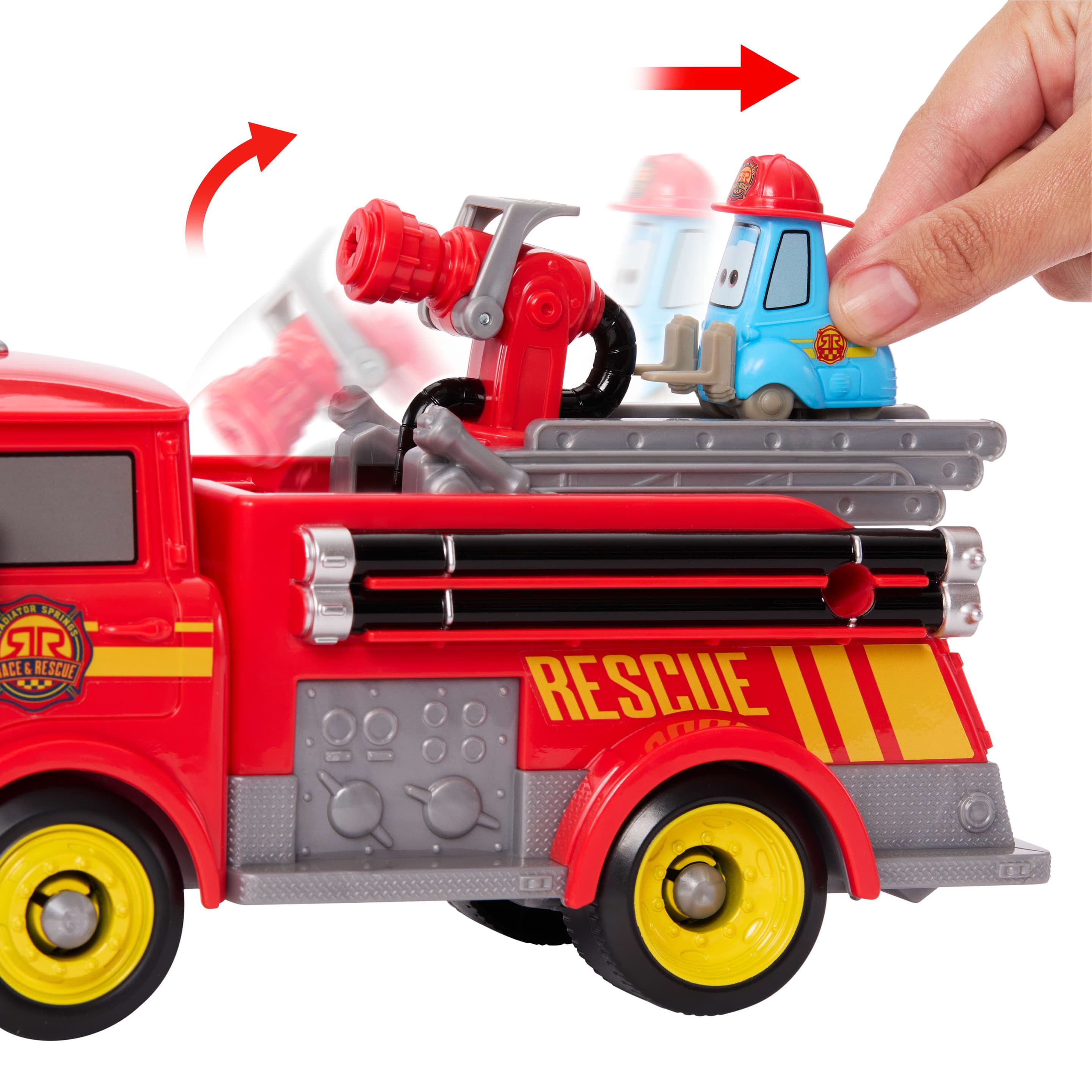 Produktbild Disney Pixar Cars Radiator Springs Rennen & Retten Feuerwehrauto Red und Guido mit Zubehörteilen 5 von 6