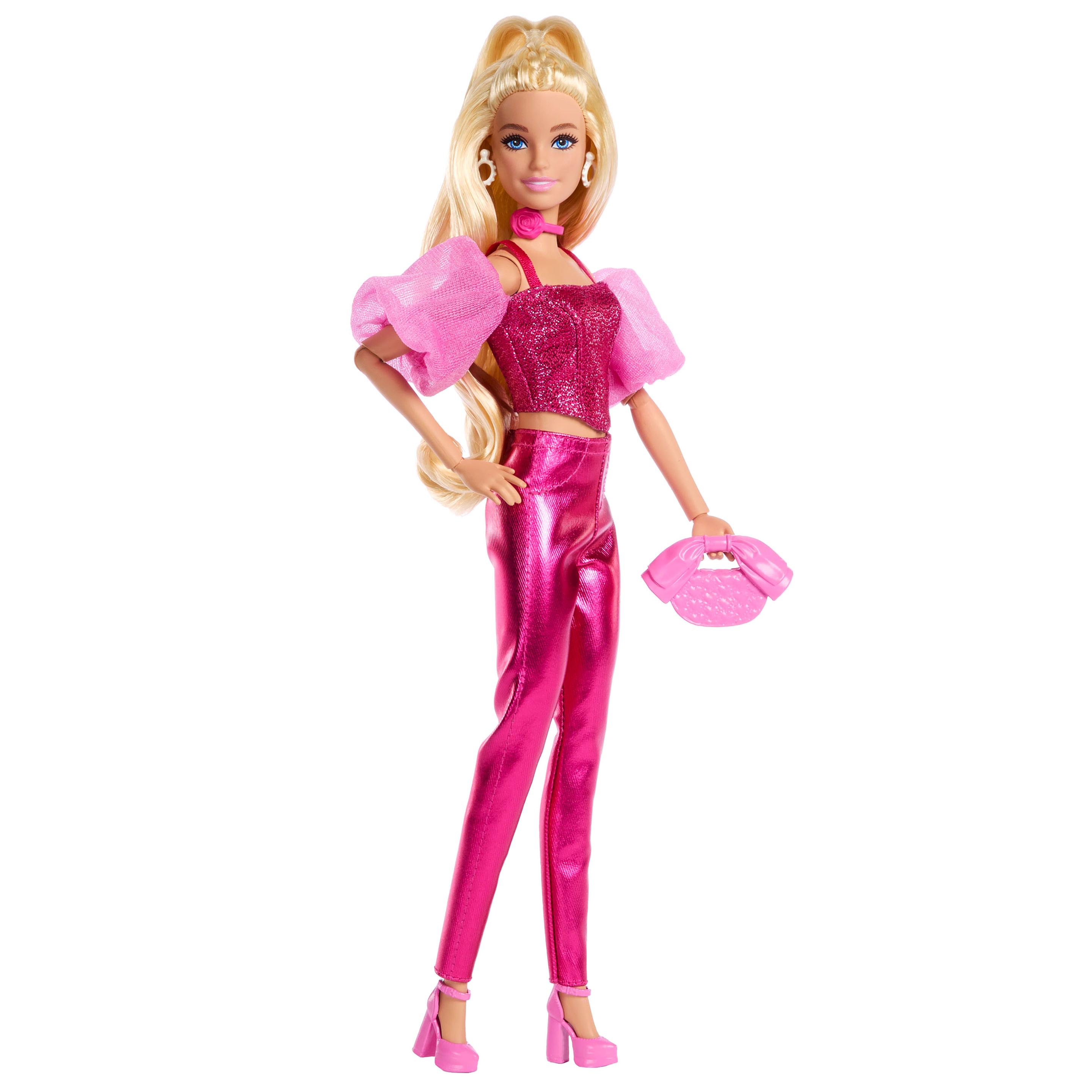 Produktbild Barbie Deluxe Style-Modepuppe #5 in rosafarbenem Metallic-Outfit mit Korsett-Top und Accessoires, blond 5 von 6