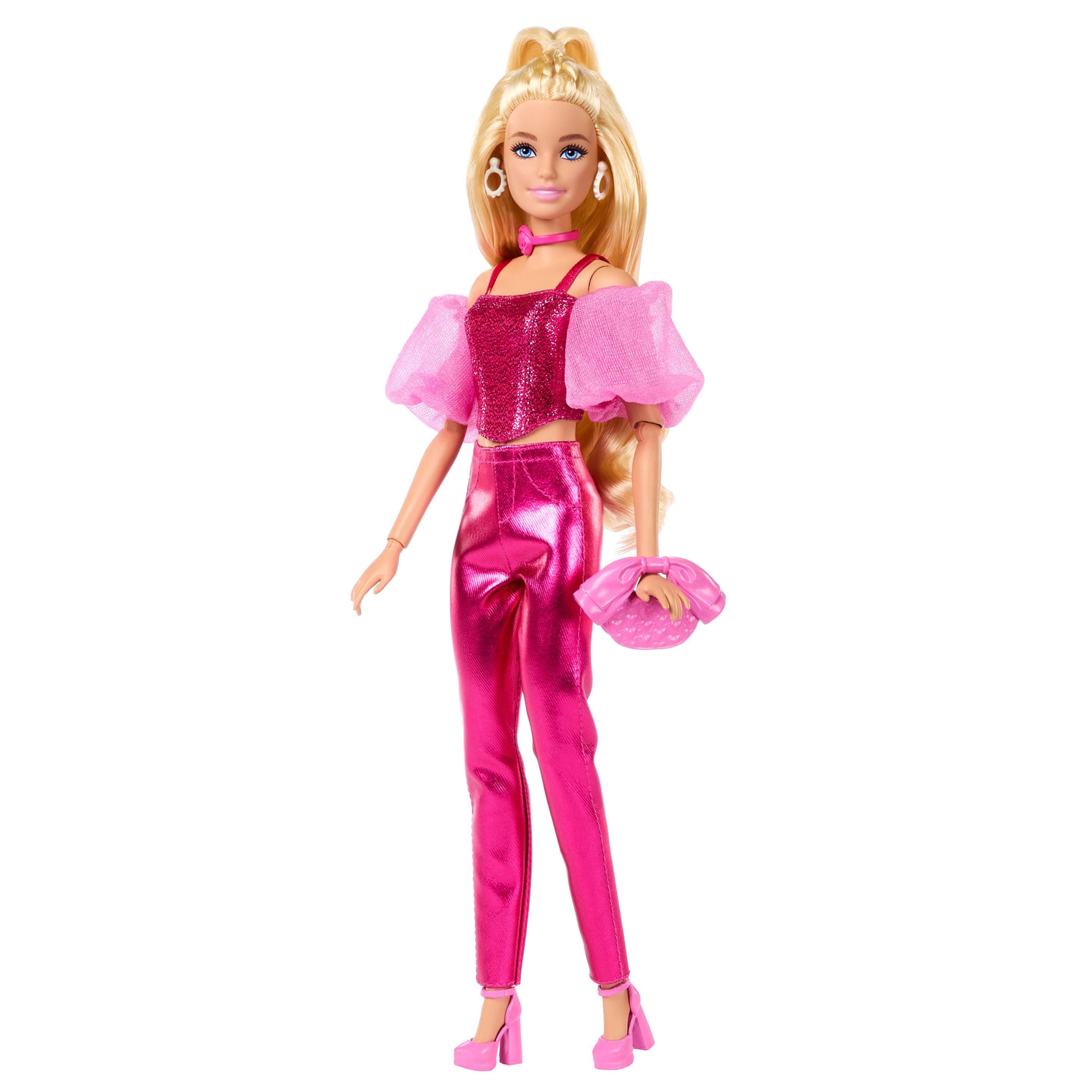 Produktbild Barbie Deluxe Style-Modepuppe #5 in rosafarbenem Metallic-Outfit mit Korsett-Top und Accessoires, blond 4 von 6