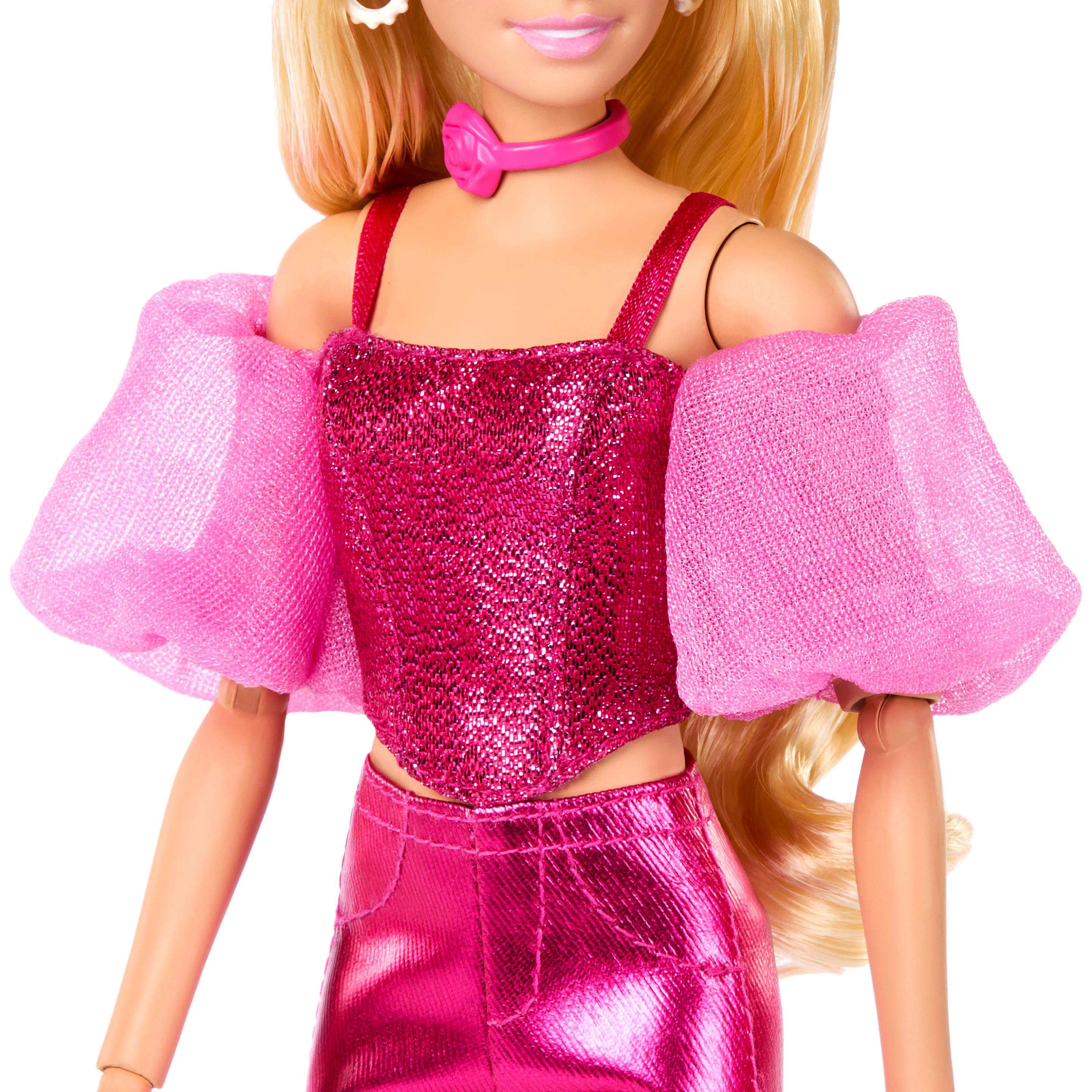 Produktbild Barbie Deluxe Style-Modepuppe #5 in rosafarbenem Metallic-Outfit mit Korsett-Top und Accessoires, blond 3 von 6