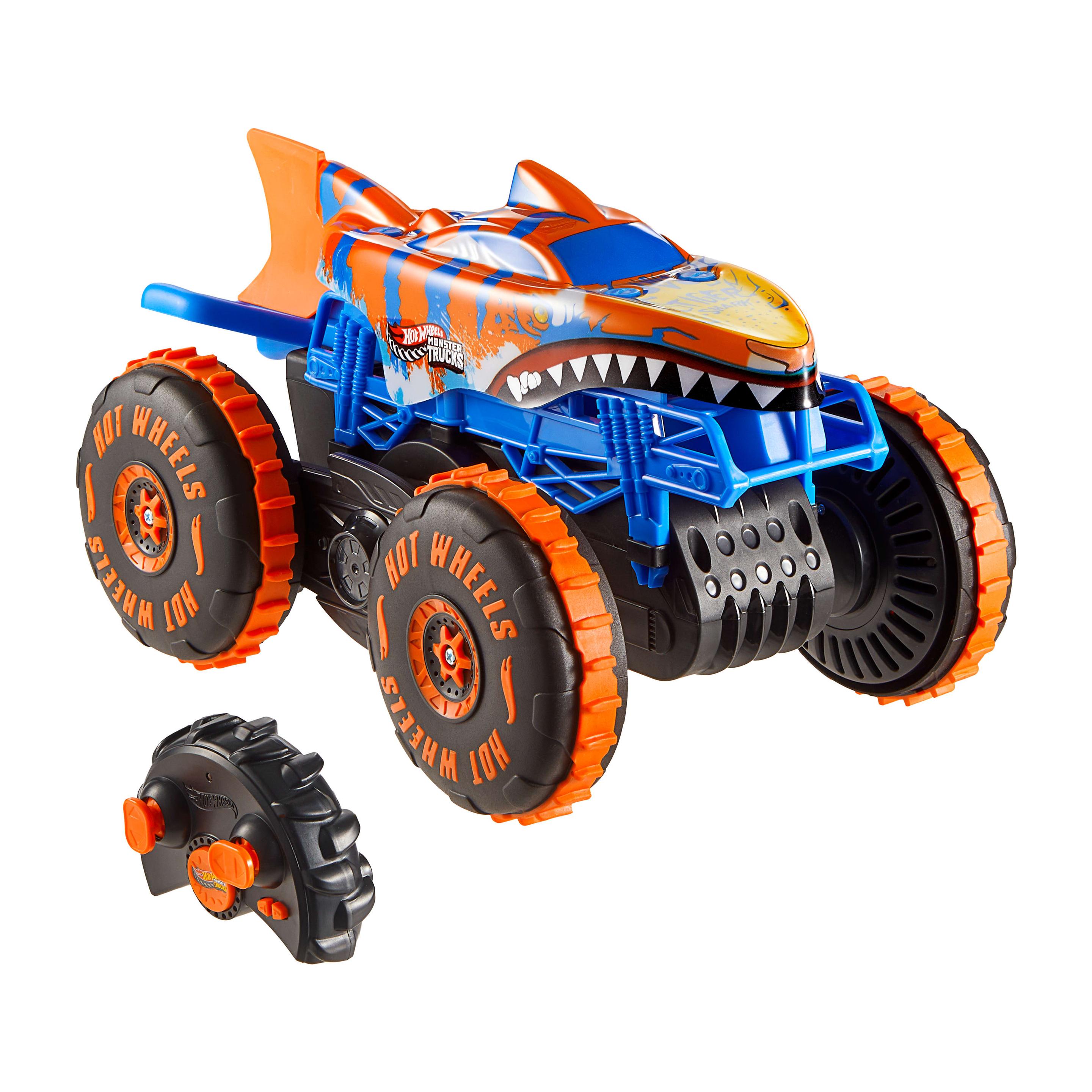 Hot Wheels Monster Trucks Tiger Shark Climber RC-Fahrzeug, batteriebetriebener Spielzeug-Truck mit Fernbedienung